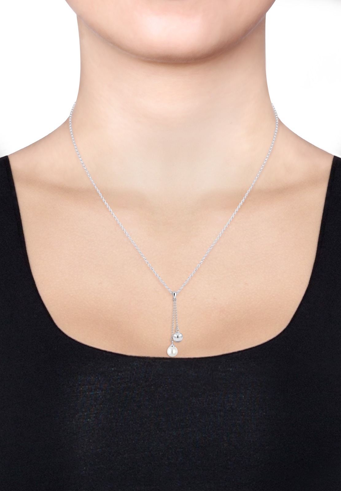 Elli Silberkette »Halskette Y-Kette Muschelkernperle Weiß 925 Sterling Silber«