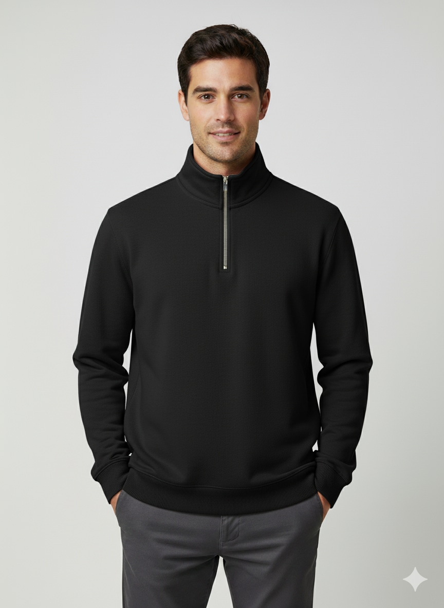 Selected Homme Sweater »SLHZREG-DAN SWEAT HALF ZIP« in schwarz, Größe L