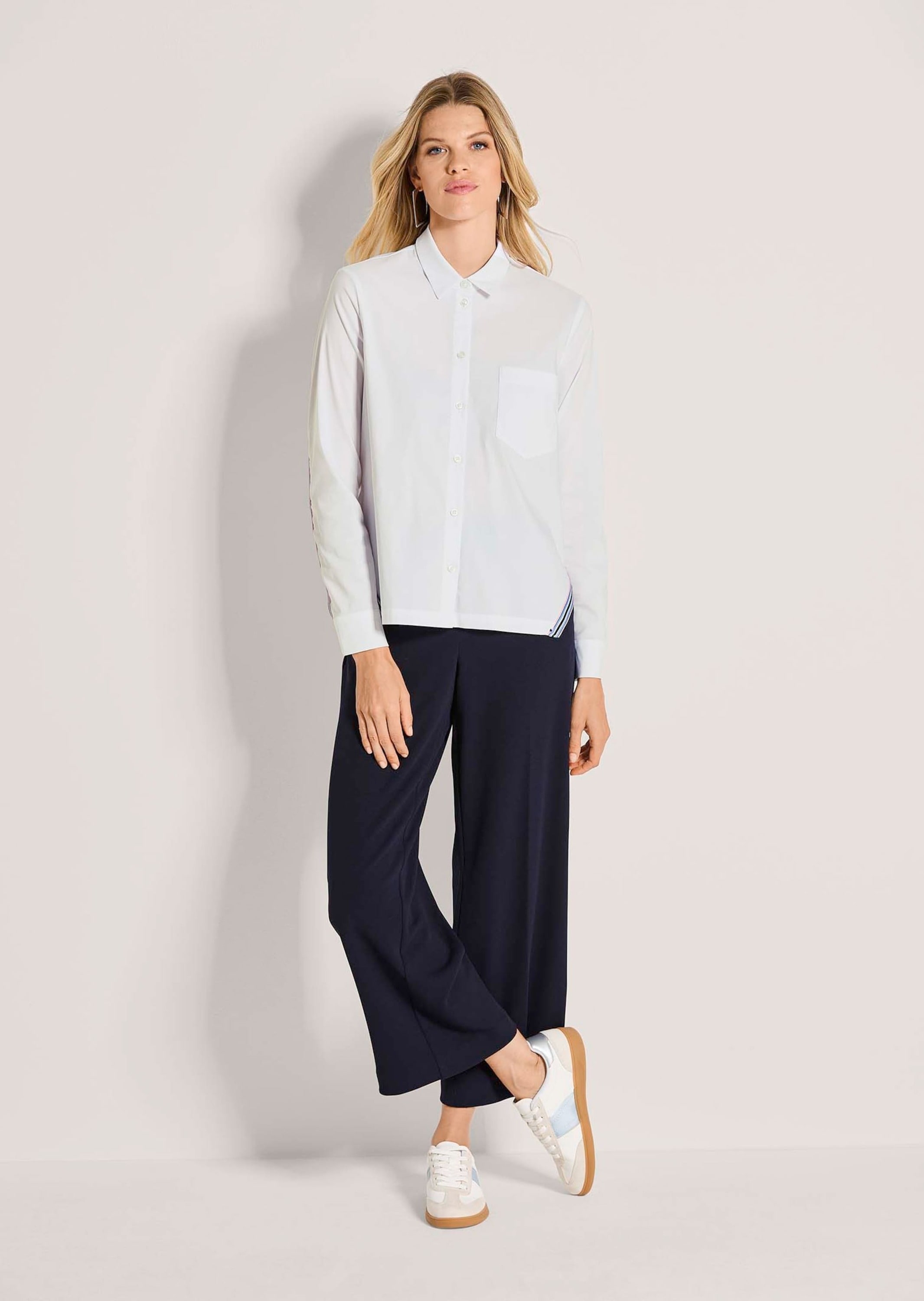 MADELEINE Langarmbluse »Hemdbluse Baumwollbluse mit Kontrastdetails« Seitenschlitze