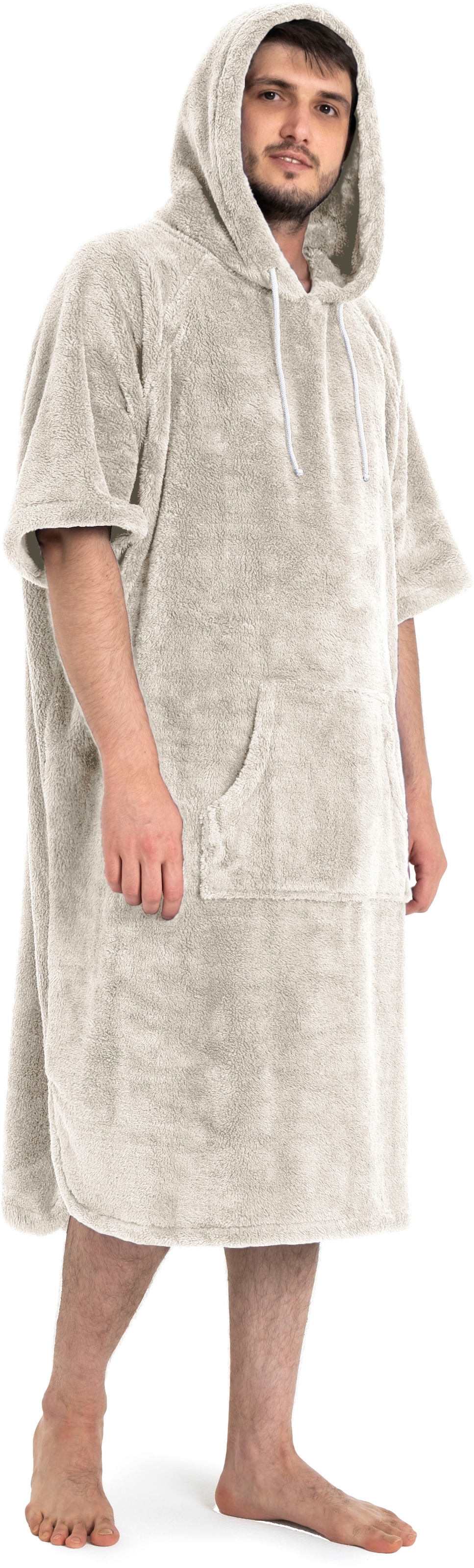 my home Badeponcho »Lillou, ideal für Sauna, Spa & im Urlaub«, (1 St.), weich und kuschelig, Fleece, Unisex, für Damen und Herren, Surfponcho