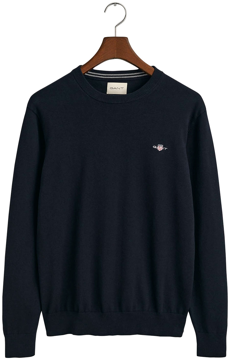 Gant Rundhalspullover »CLASSIC COTTON C-NECK«, Premium Strickpullver aus weicher 100% Baumwolle, Übergangspullover