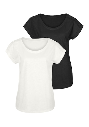 Vivance T-Shirt, (Packung, 2er-Pack), mit Häkelspitze an der Schulter kaufen