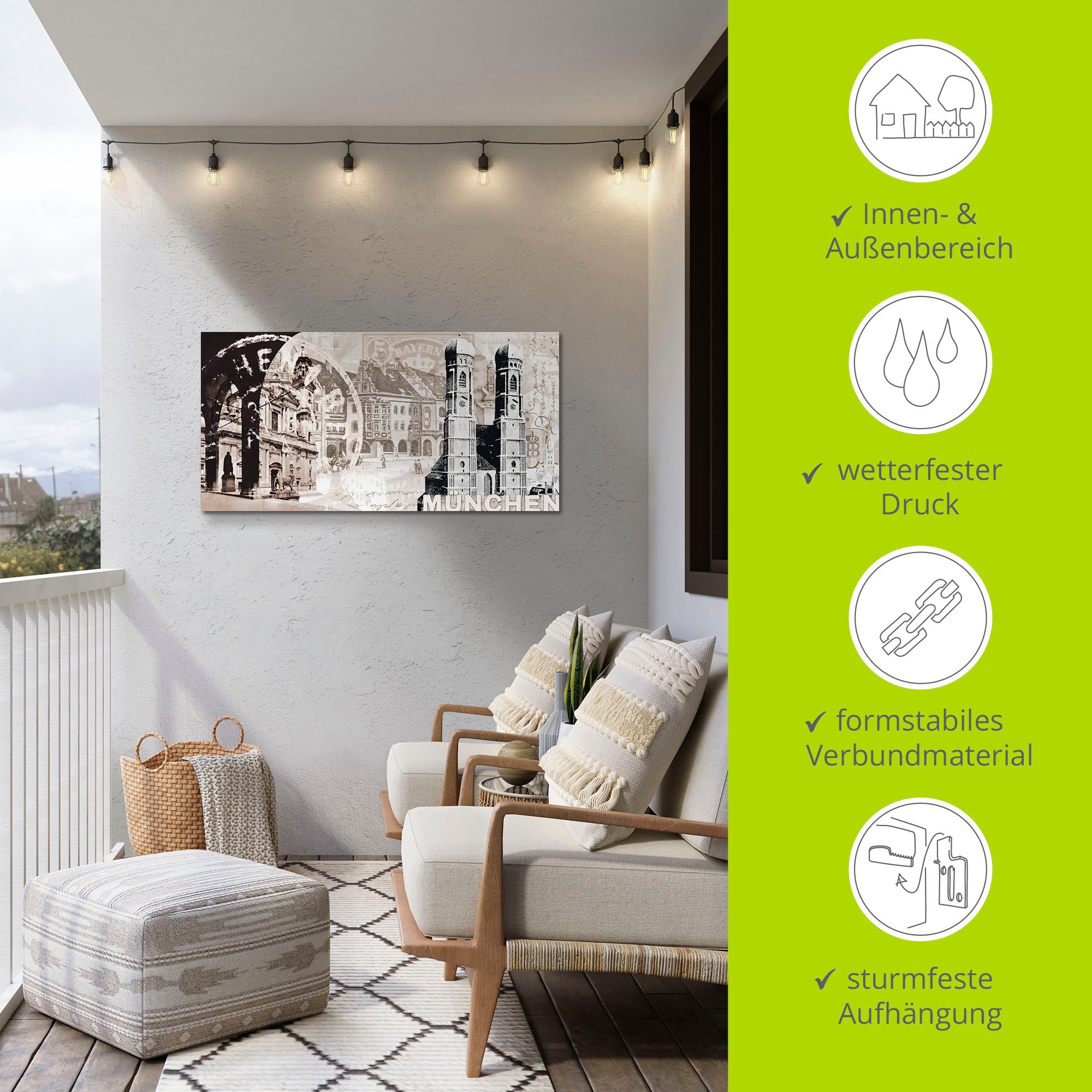 Artland Alu-Dibond-Druck »München«, Deutschland, (1 St.), für Innen- und Außenbereich geeignet, Outdoorbild