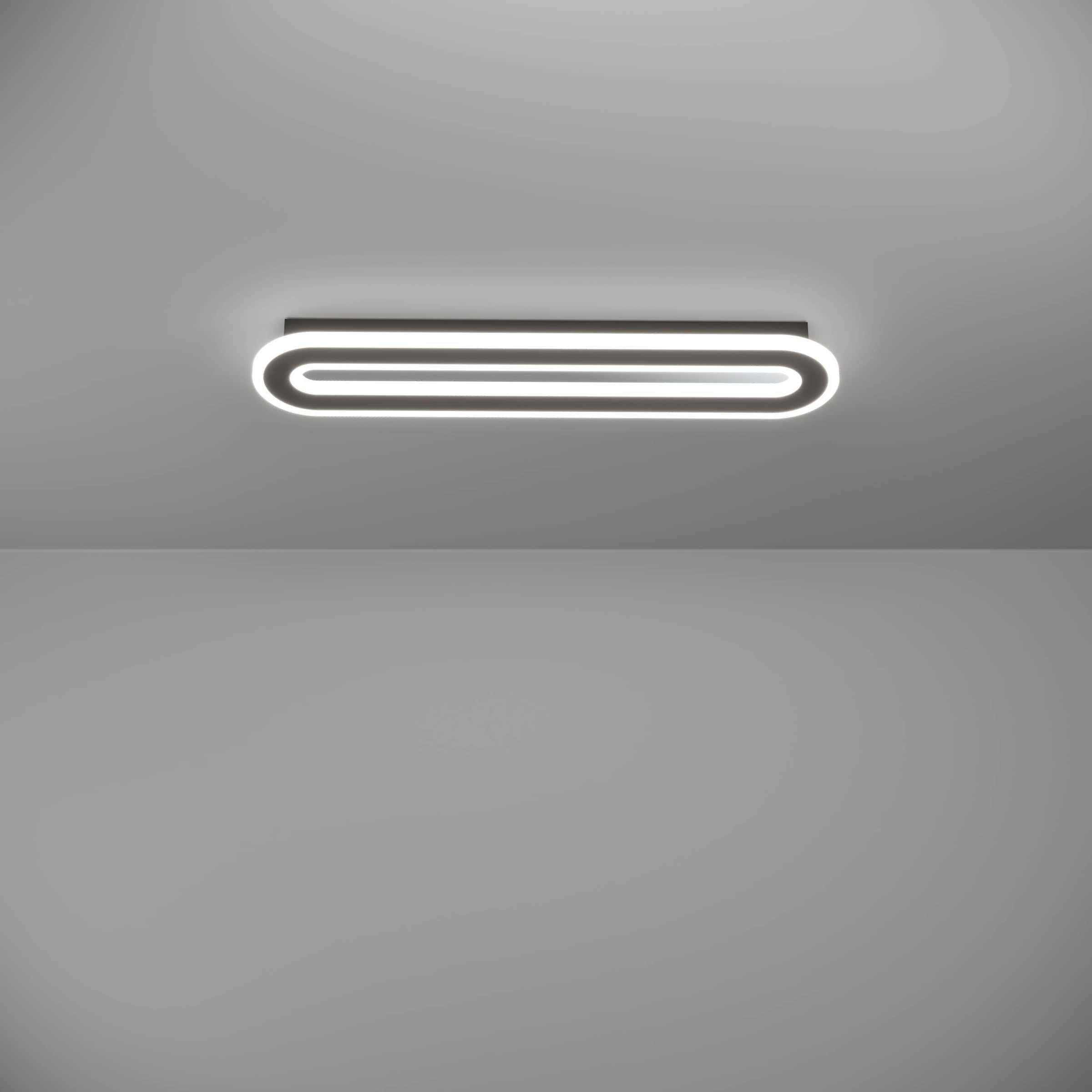 EGLO Deckenleuchte »Macchioni Deckenlampe, Küchenlampe aus Metall und Kusntoff, Lampe« LED-Modul 1 Stk. Kaltweiß | Neutralweiß | Warmweiß Wand-/Deckenleuchte - L55 x B12 x H4,5 cm - schwarz, weiß - 20W inkl.