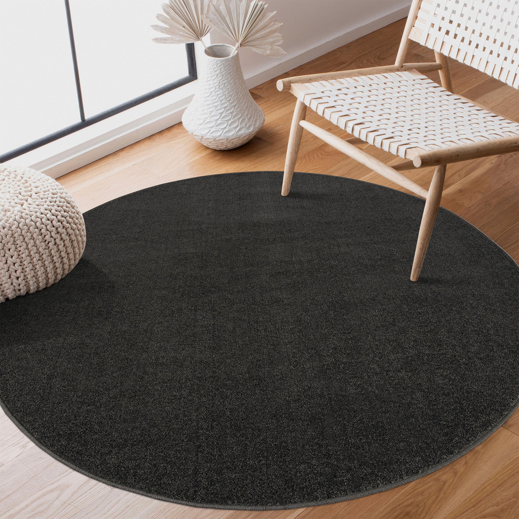 Sanat Teppich »Uni«, rund, 13 mm Höhe, robuster Kurzflorteppich, große Farbauswahl, Wohnzimmer, alle Räume
