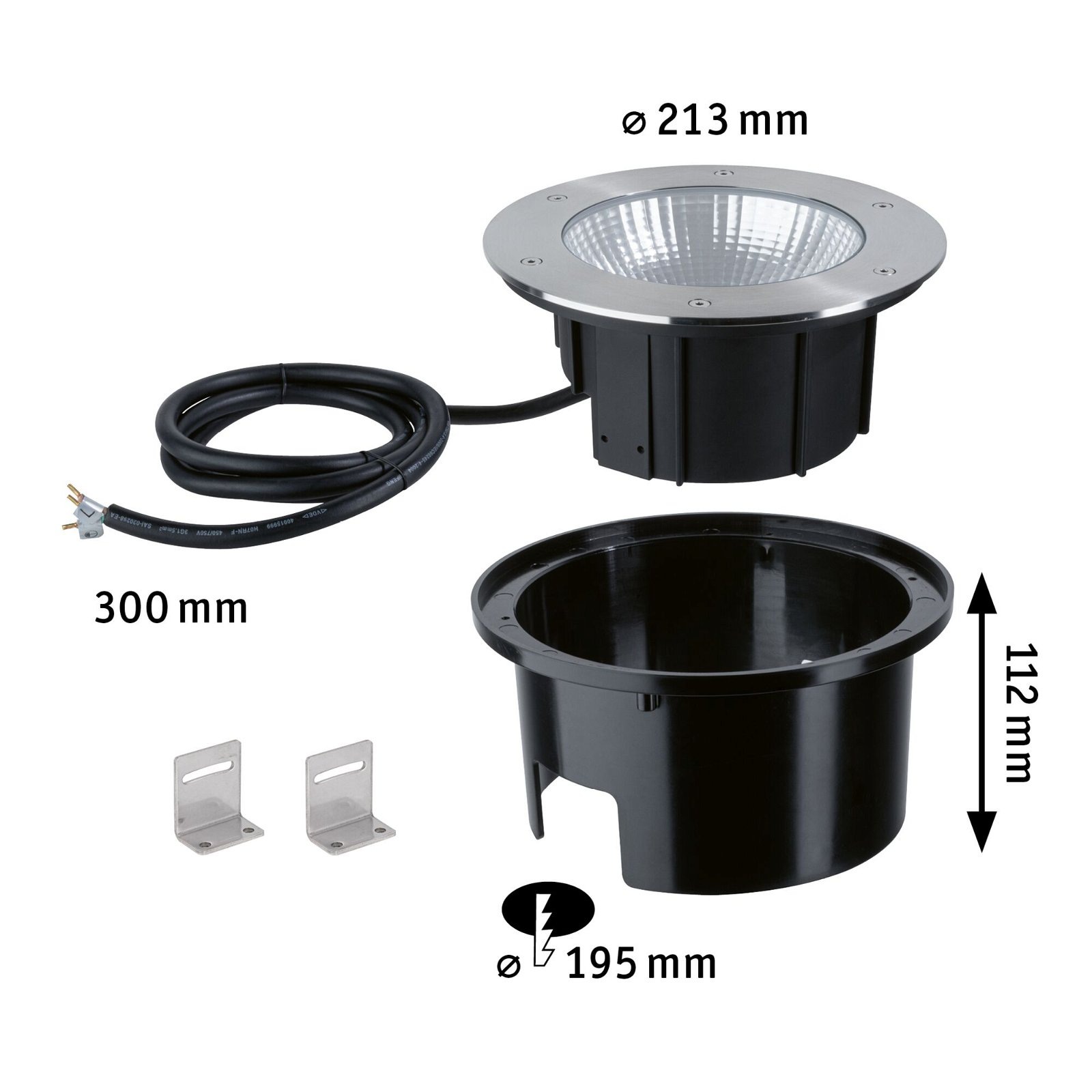 Paulmann LED Einbauleuchte »DureaIP67 rund 213mm 3000K 12,5W 870lm 230V Edelstahl Metall«, 1 flammig, Bodeneinbauleuchte