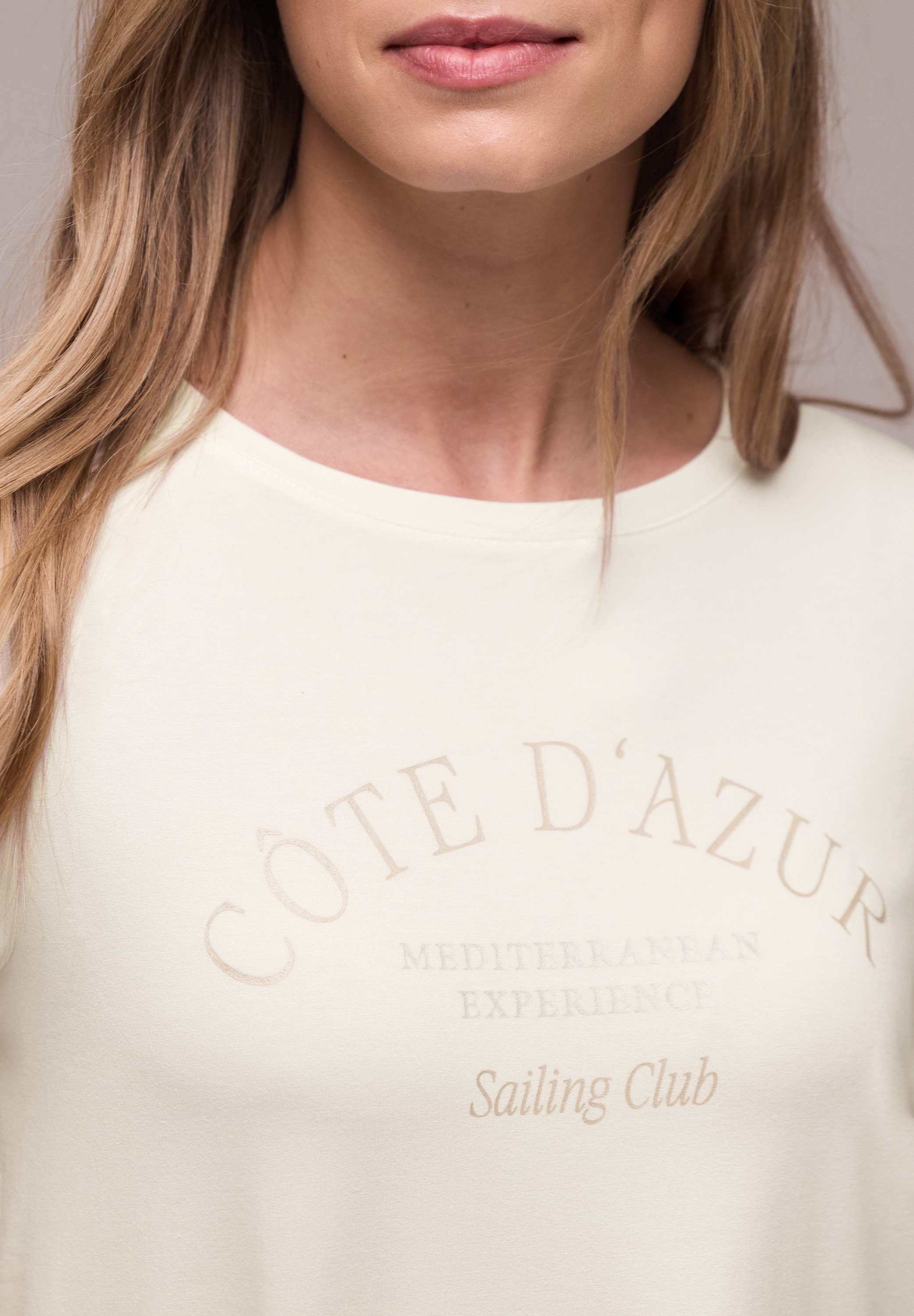 STREET ONE Rundhalsshirt Sommershirt mit Wording-Print