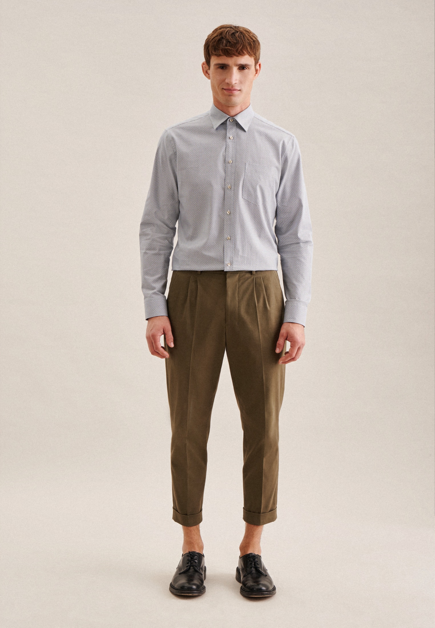 seidensticker Businesshemd »Regular«, Regular Langarm Covered-Button-Down-Kragen Druck