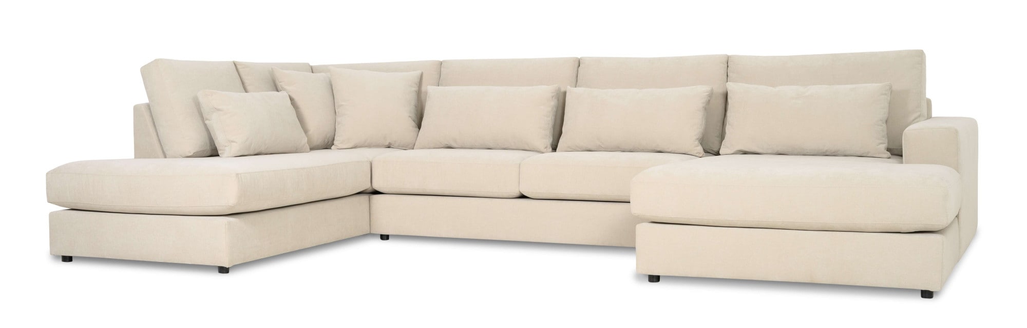 OTTO home Wohnlandschaft »Nivette, weiches Chenille« Breite 386 cm, U-Form, bodentief, 6 Zierkissen inkl.