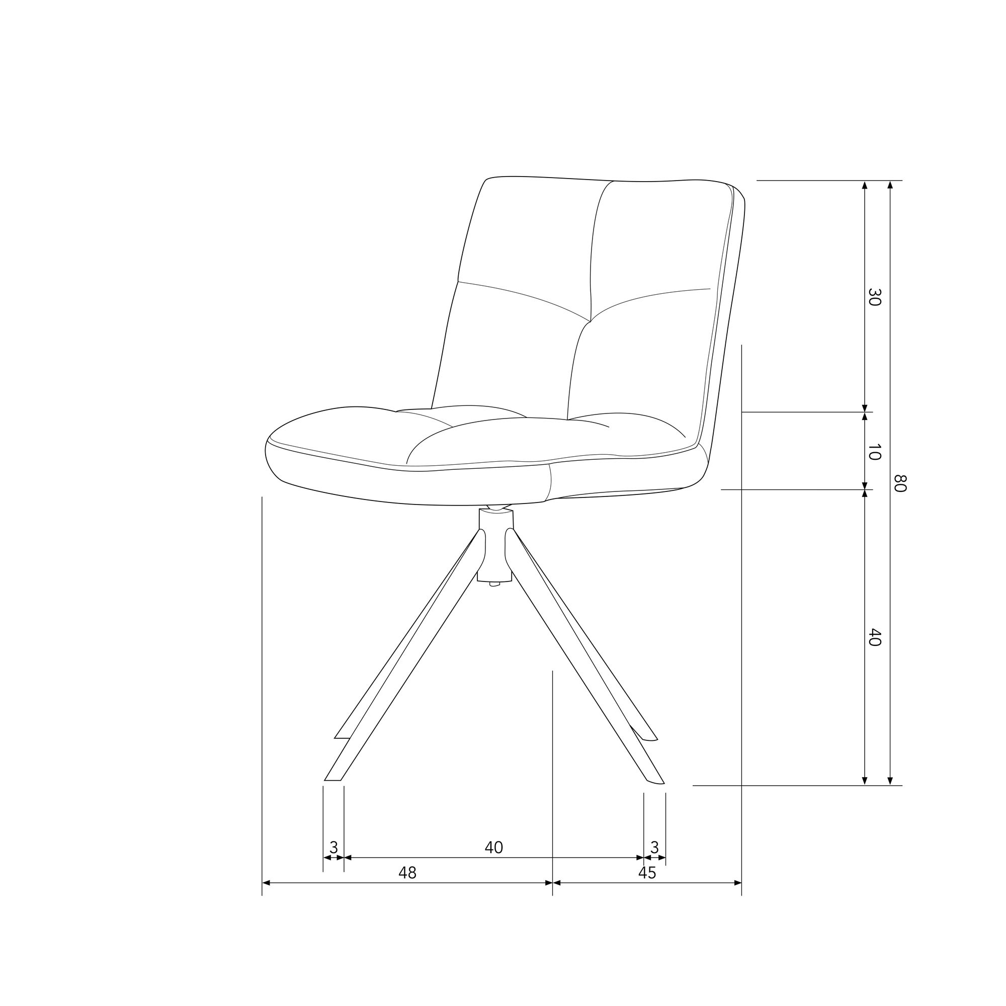 WOOOD Drehstuhl »Vinny«, Strukturstoff, mit Drehfuß, Breite 48 cm