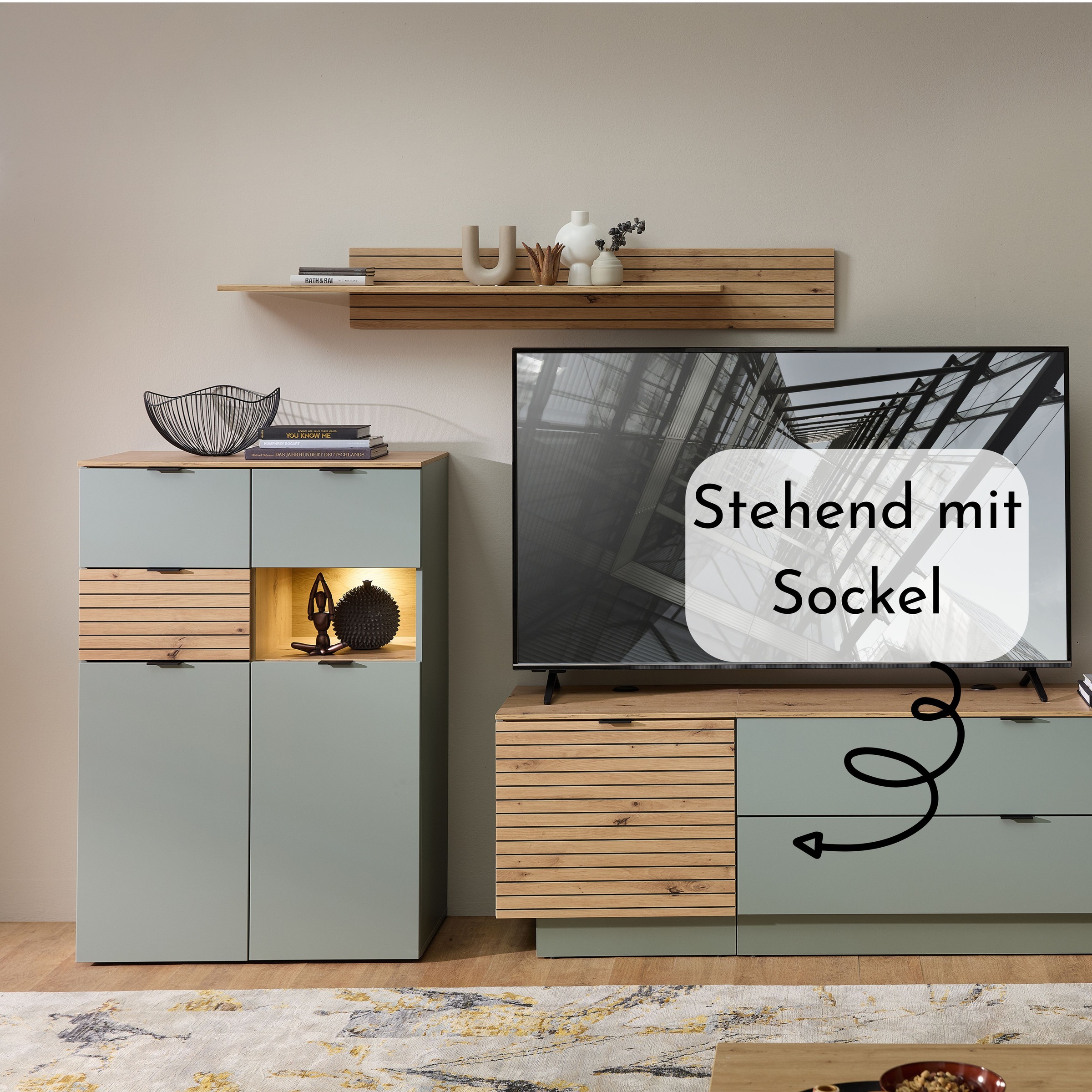 Innostyle TV-Schrank »INA TV-Lowboard, 60 x 51 x 44 cm (B/H/T)« 1 Stk. tlg. stehend/hängend verwendbar, 1 türig, Softclose