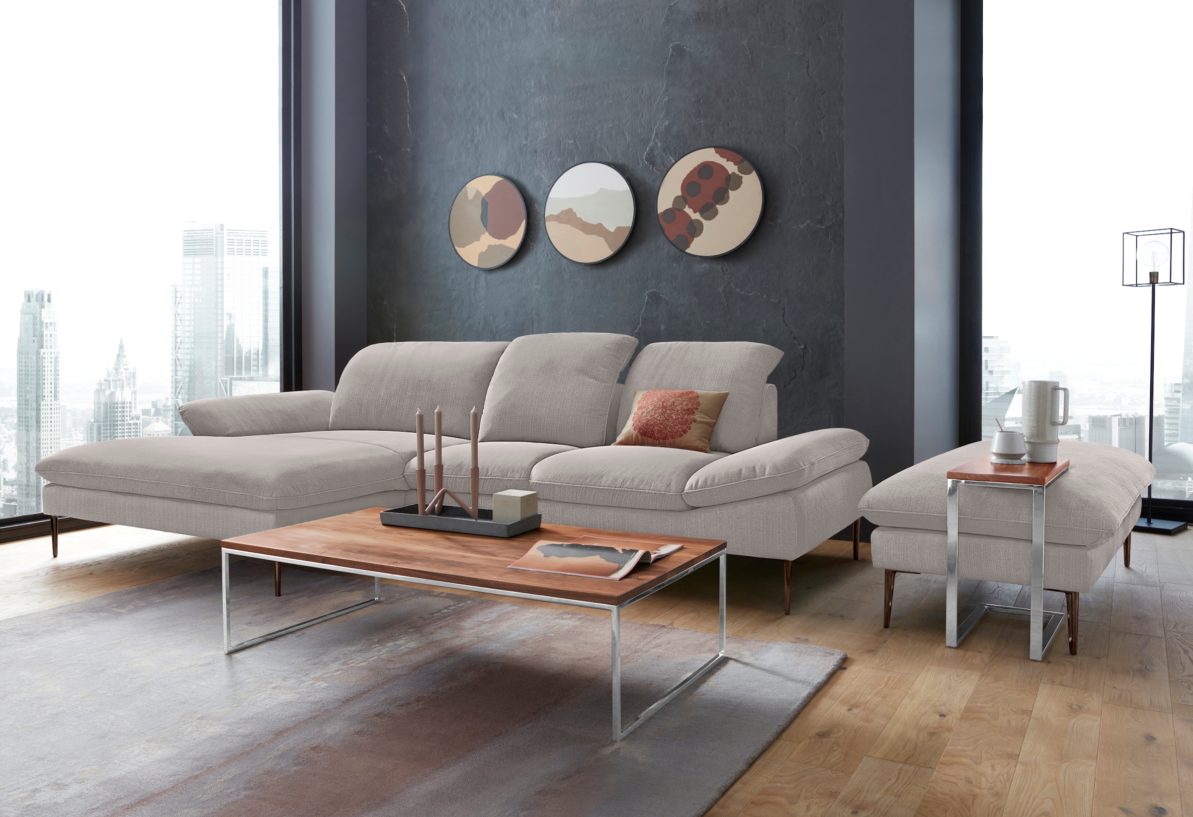 W.SCHILLIG Ecksofa »enjoy&MORE, Designsofa, bequem, zeitlos und elegant, L-Form«, Sitztiefenverstellung, Füße bronze pulverbeschichtet, Breite 310 cm