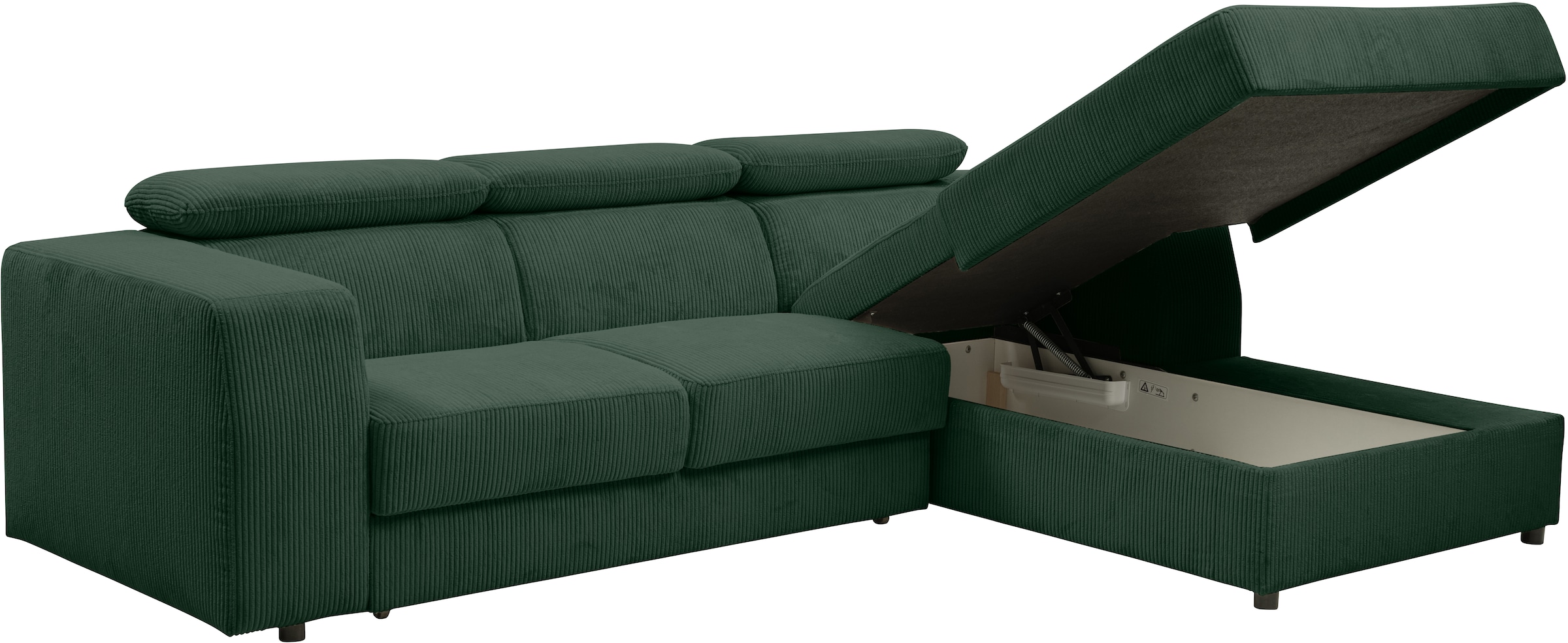 WERK2 Ecksofa »Cherry, modernes Sofa mit Komfortfunktionen, Breite 270cm, L-Form,« bequem, mit verstellbaren Kopfteilen, Schlaffunktion und Bettkasten