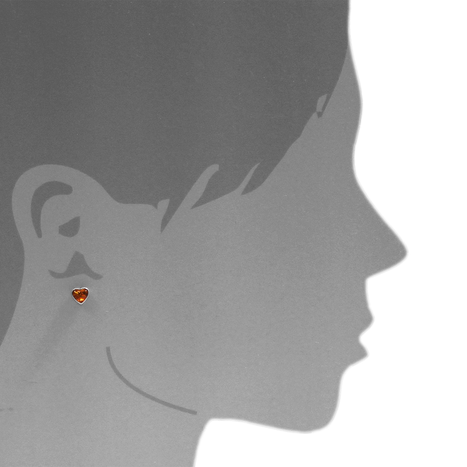 OSTSEE-SCHMUCK Paar Ohrstecker »- Herz - Silber 925/000 - Bernstein«