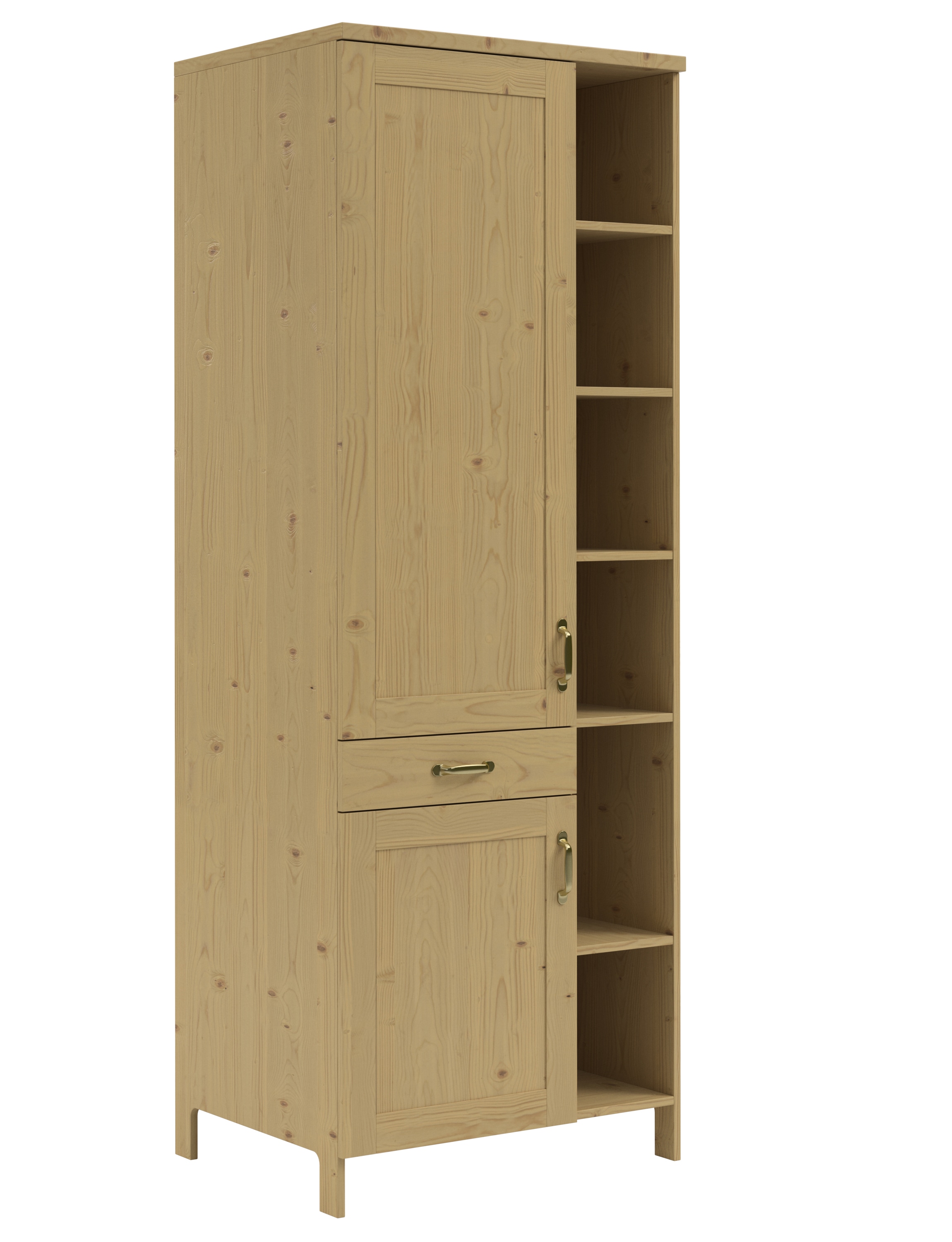 Home affaire Hochschrank »Alba«, (1 St.), Breite 75 cm, Kiefer massiv, 6 offene Fächer