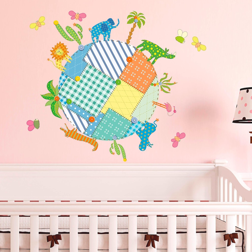 Wall-Art Wandtattoo »Baby Kinderzimmer Weltkugel mit Tieren«