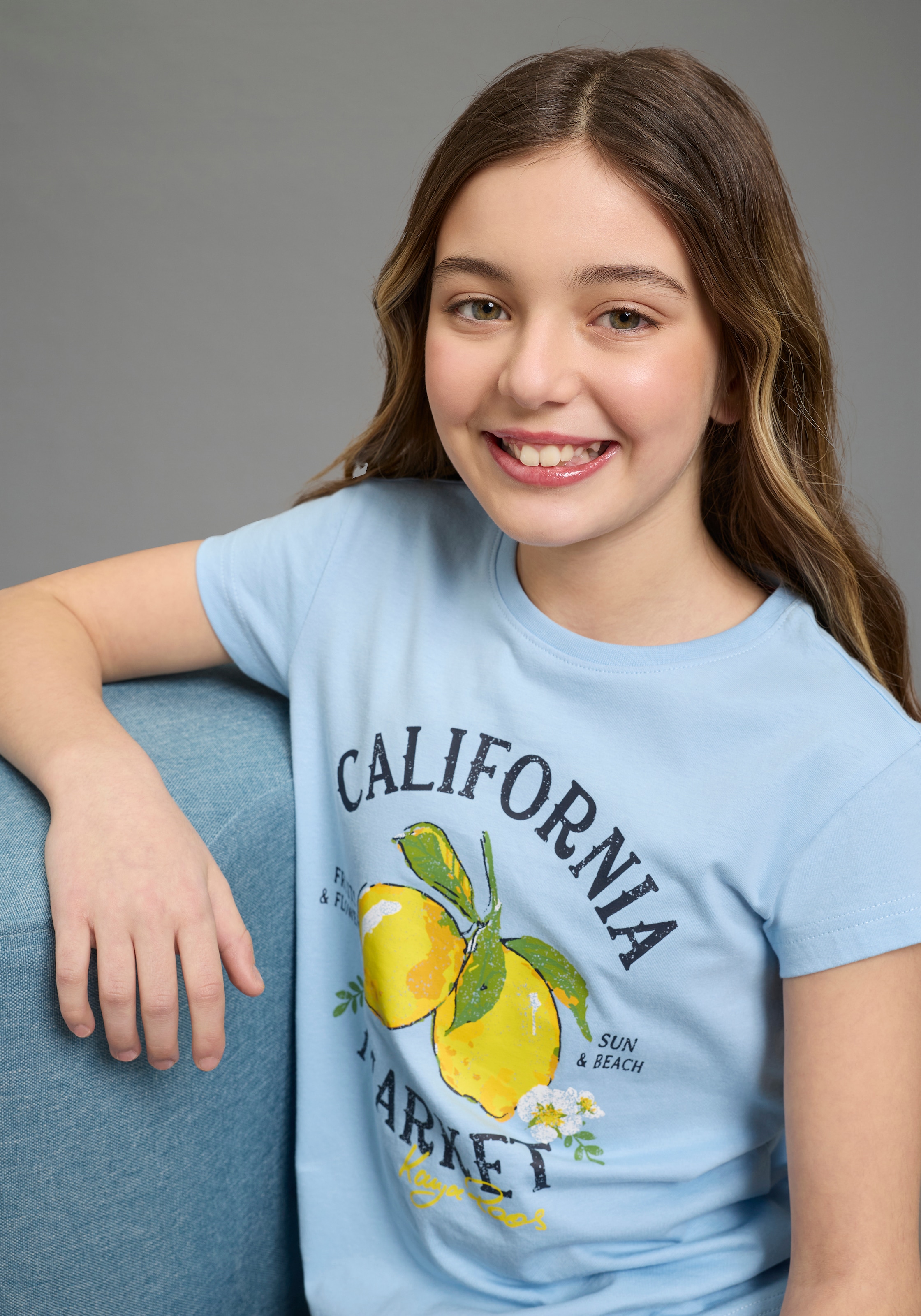 KangaROOS T-Shirt »Kangaroos T-Shirt Zitrone« für Mädchen, Kurzarm, Basic Passform, mit modischem Druck