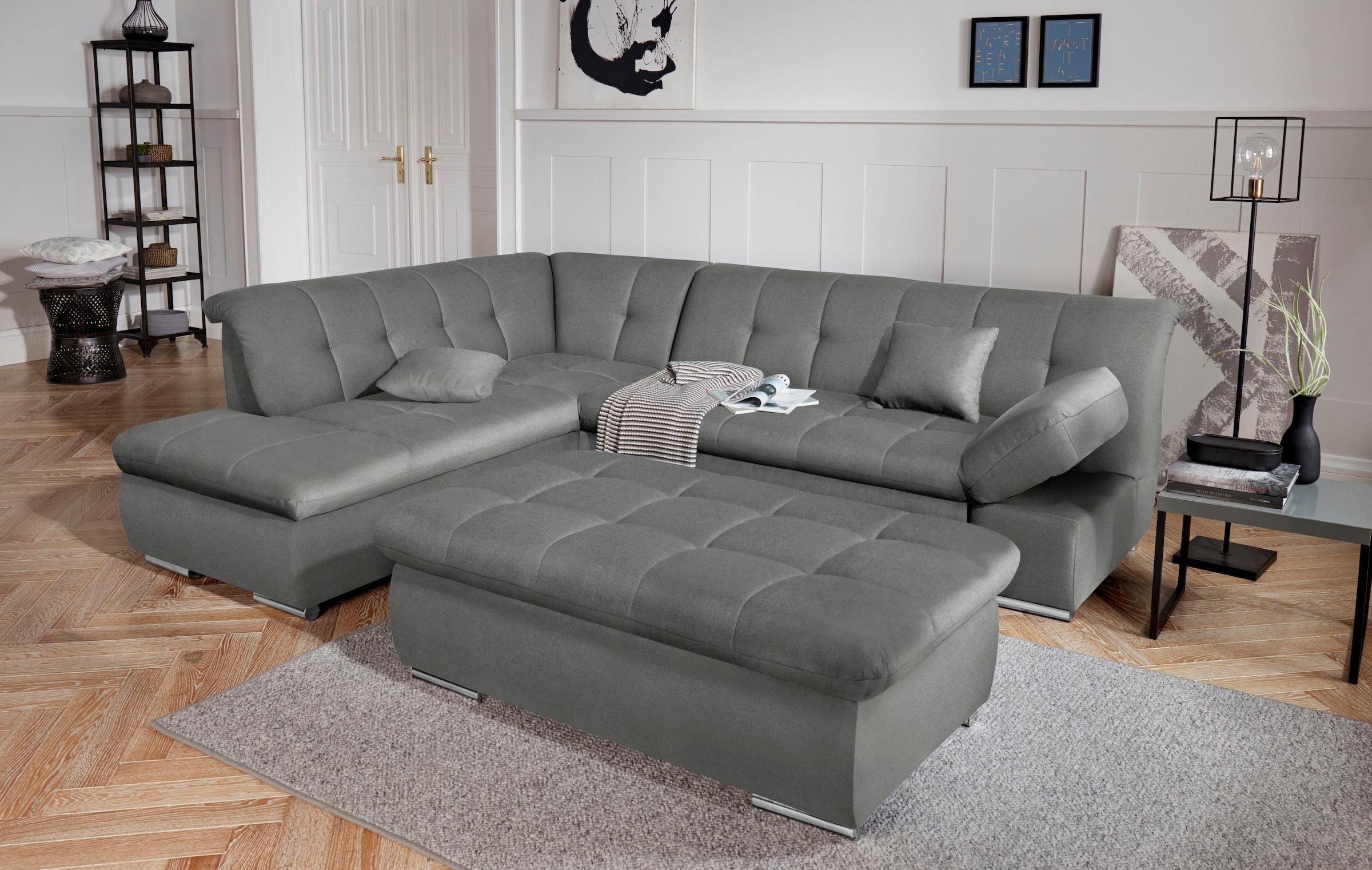 DOMO collection Ecksofa »Mona L-Form bequem und komfortabel, Breite 271cm, L-Form« wahlweise mit Bett- und Armlehnfunktion