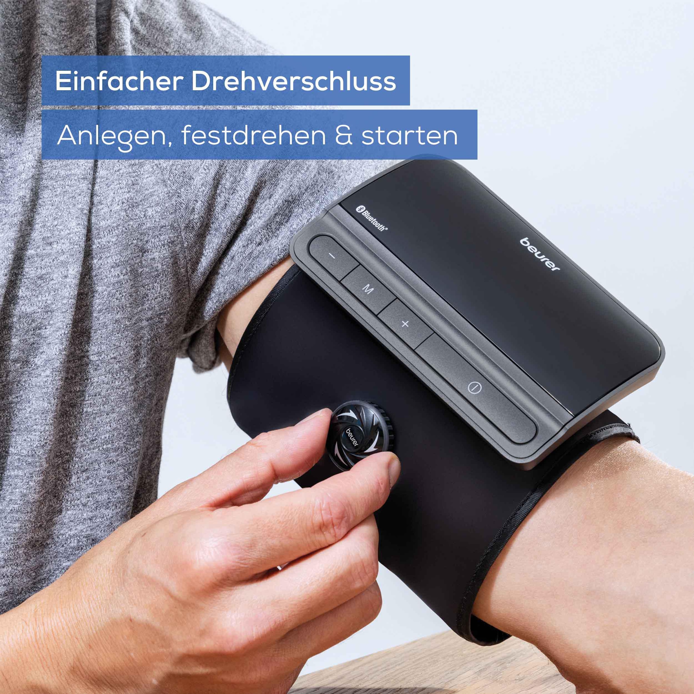 BEURER Oberarm-Blutdruckmessgerät »BM 81 easyLock für einfache Messung ohne Kabel und Schläuche«, Manschette anlegen, festdrehen und direkt die Messung starten
