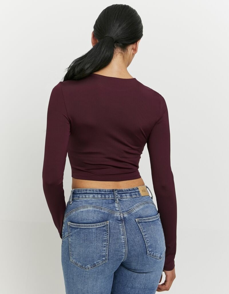 Tally Weijl Langarmshirt »STSPAPRETTY2« Materialmix, Basic Shirt, bauchfrei in schlichter Optik
