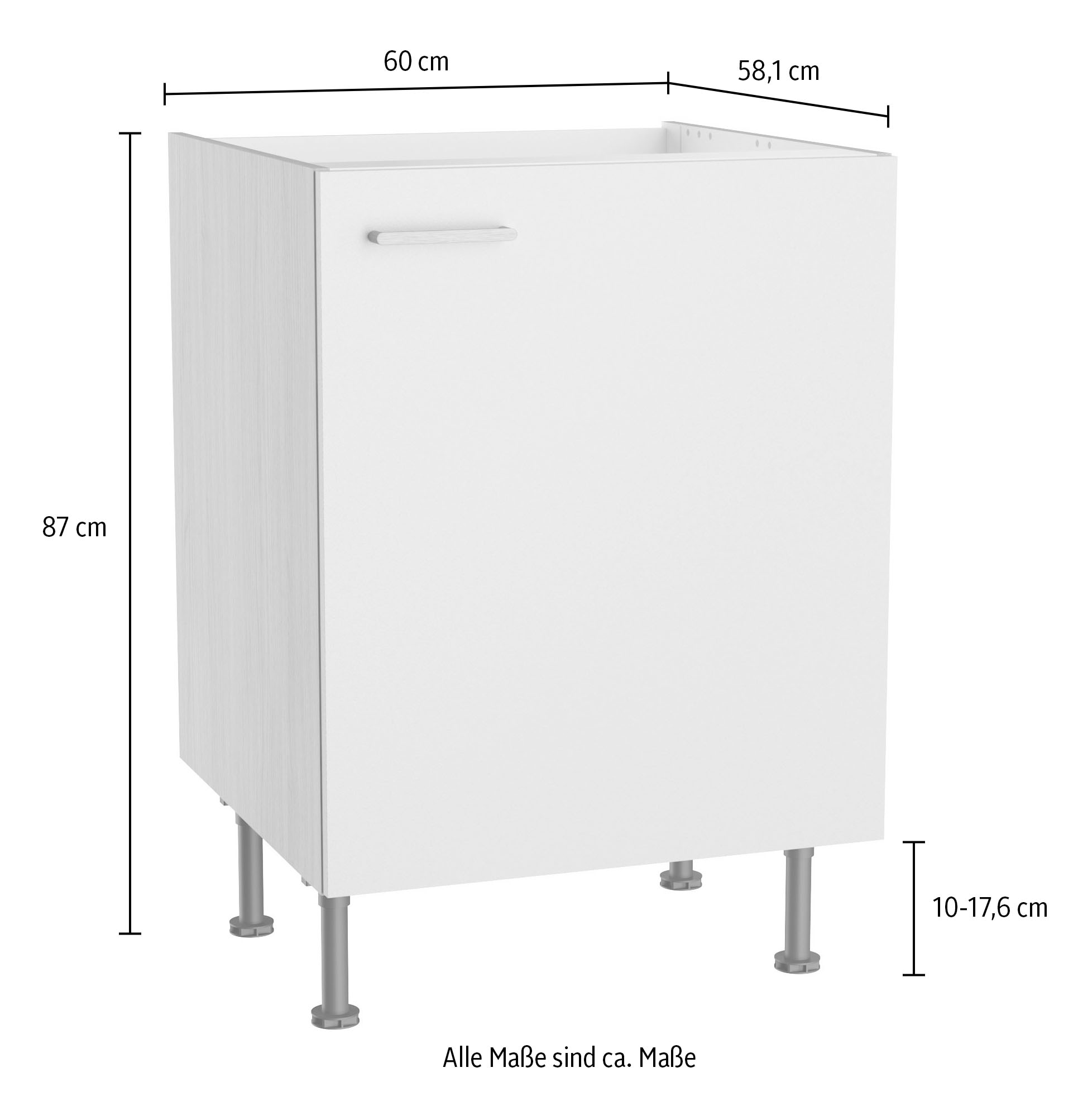KOCHSTATION Spülenschrank »KS-Lucy« Breite 60 cm, mit 1 Tür, höhenverstellbare Füße, Soft-Close