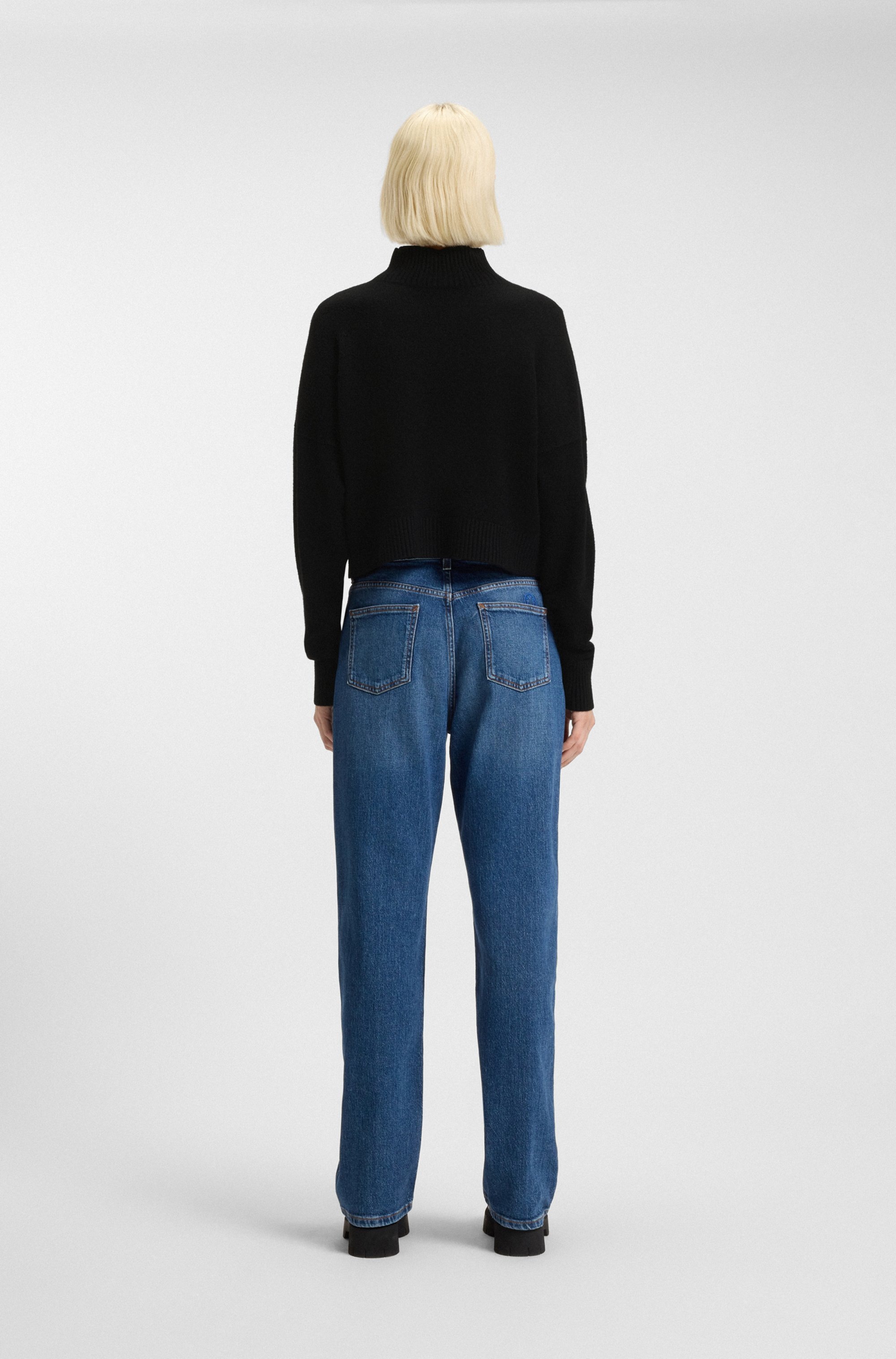 HUGO Blue Stehkragenpullover »Sesty«, in Cropped-Länge, Oversize Fit