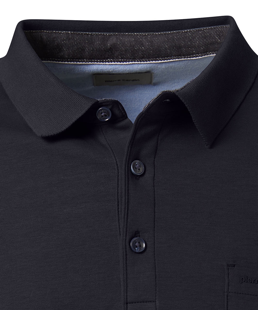 Pierre Cardin Langarm-Poloshirt, Brusttasche mit Marken- Applikation