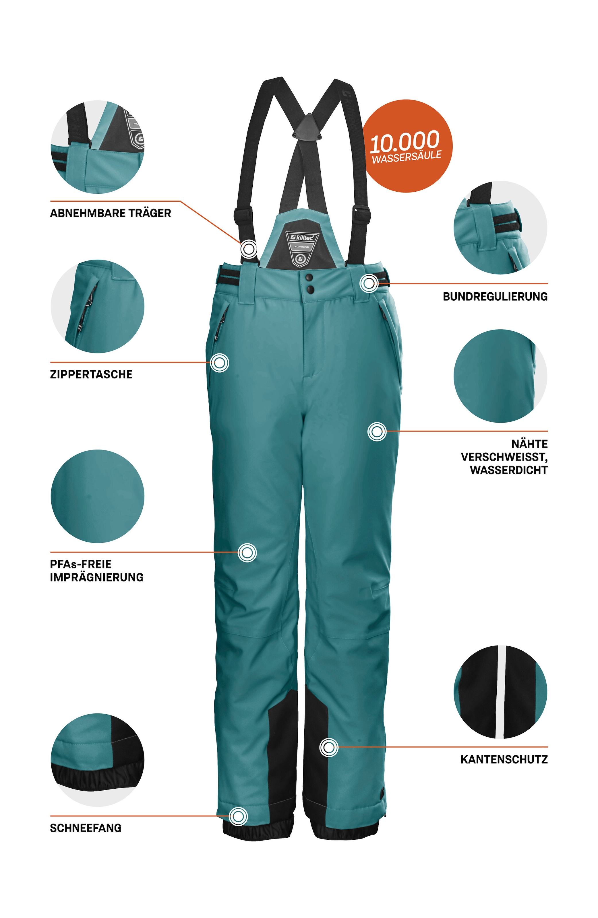 Killtec Skihose »KSW 77 GRLS SKI PNTS«, wasserdicht, atmungsaktiv, abnehmbarer Latz, verst. Seitenriegel