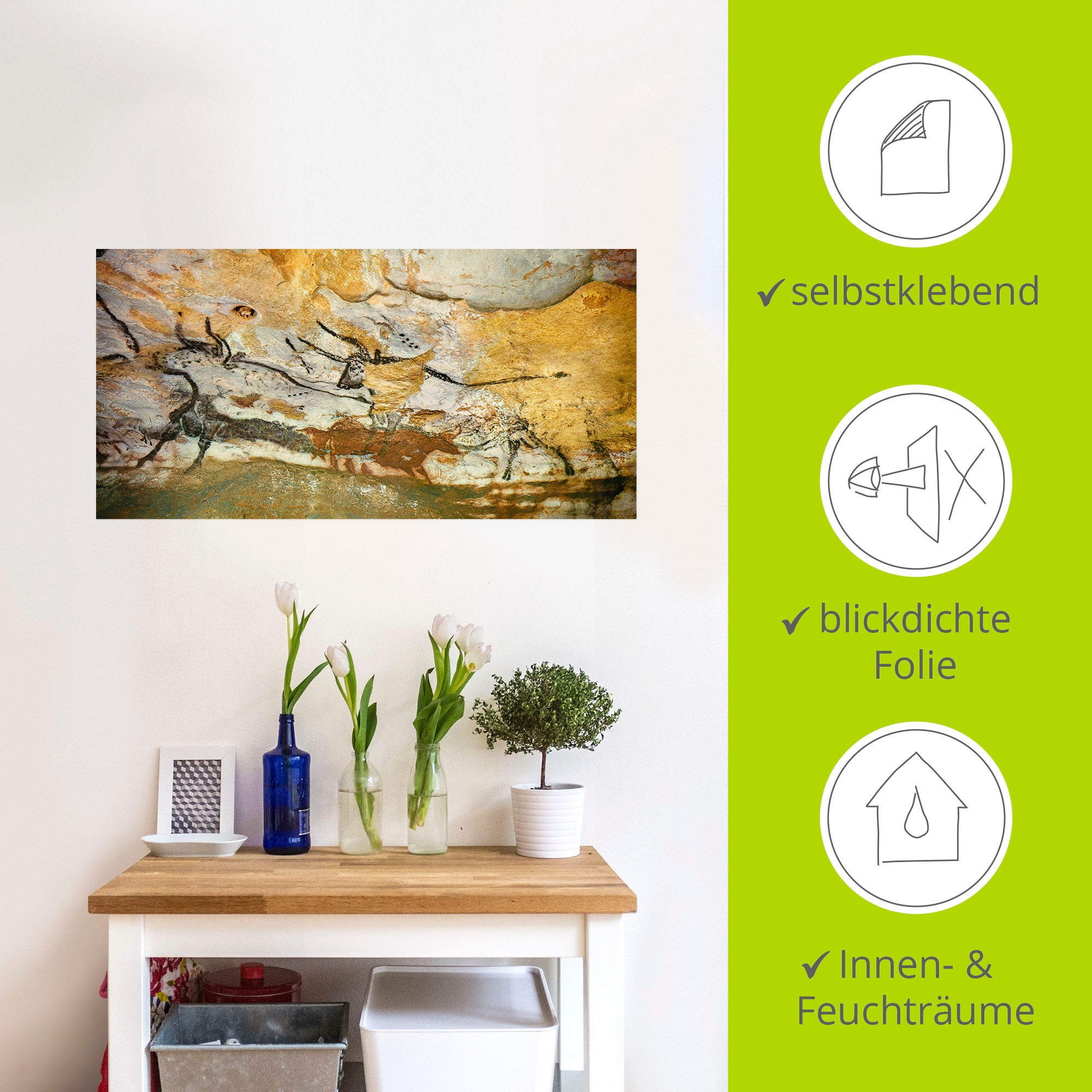 Artland Wandbild »Höhle von Lascaux Stiere«, Wildtiere, (1 St.), als Leinwandbild, Poster, Wandaufkleber in verschied. Größen