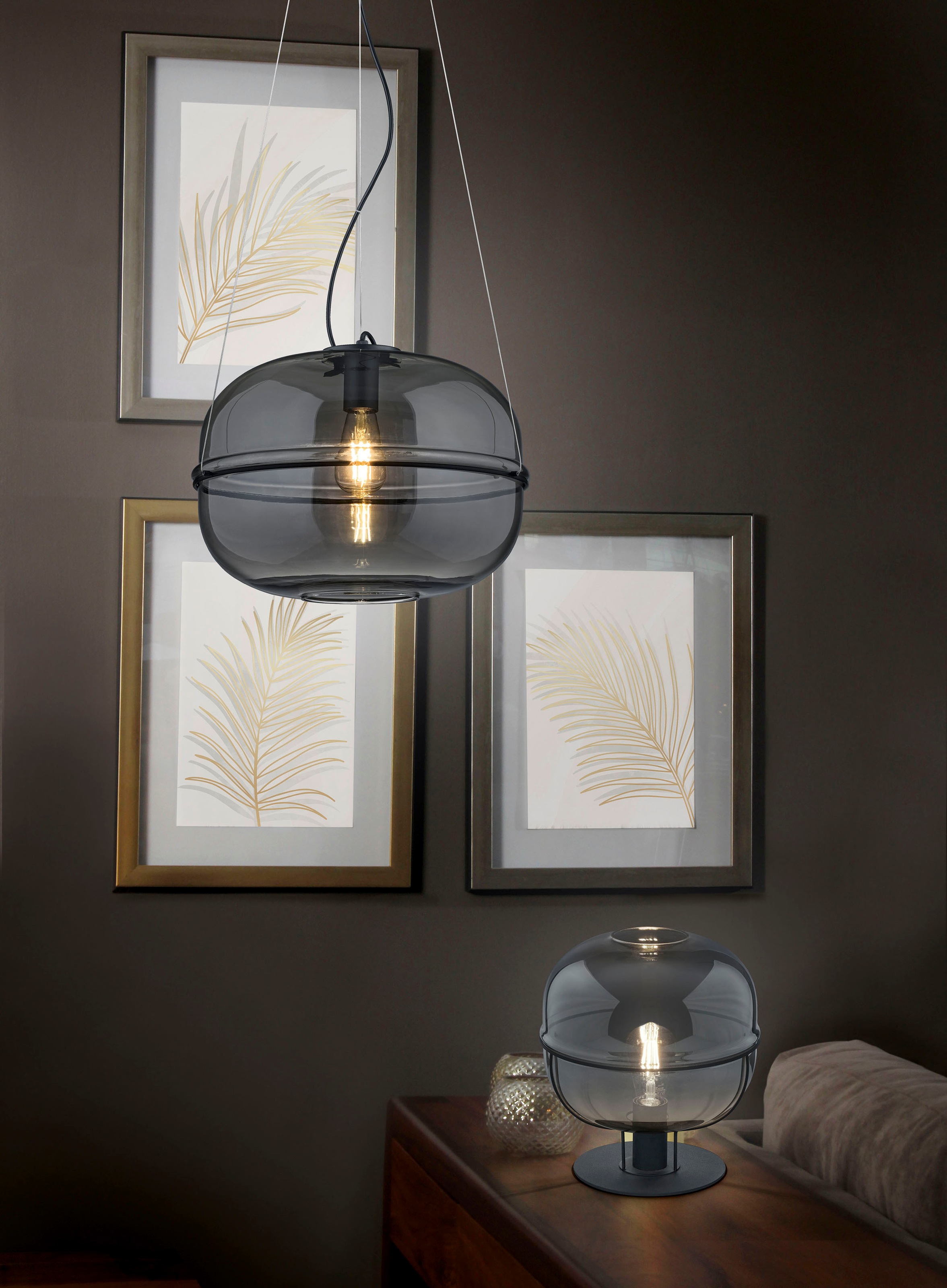 TRIO Leuchten Pendelleuchte »Lorena«, 1 flammig, Leuchtmittel E27 | ohne Leuchtmittel, Hängelampe mit Glasschirm Chrom, höhenverstellbar, exkl 1xE27 (max40W)