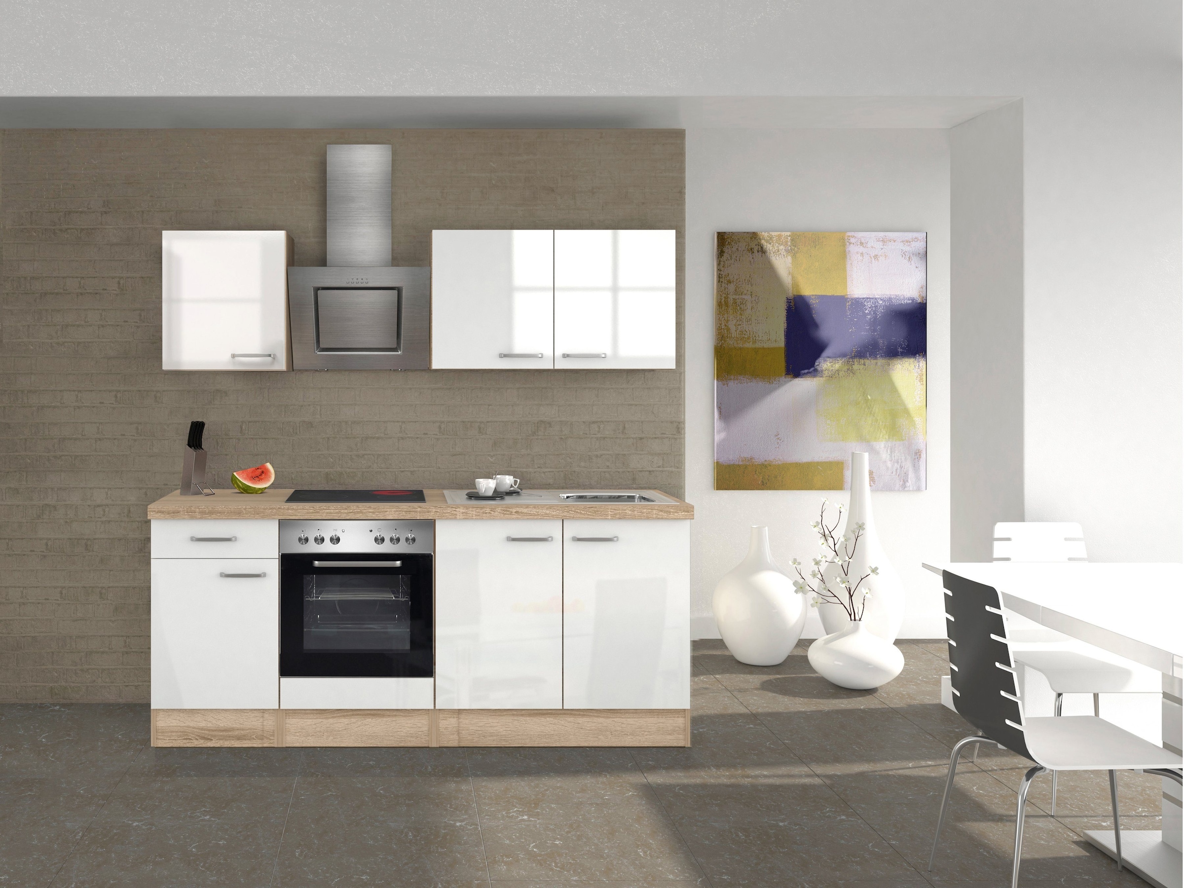 Flex-Well Küchenzeile »Florenz« mit E-Geräten, Gesamtbreite 210 cm