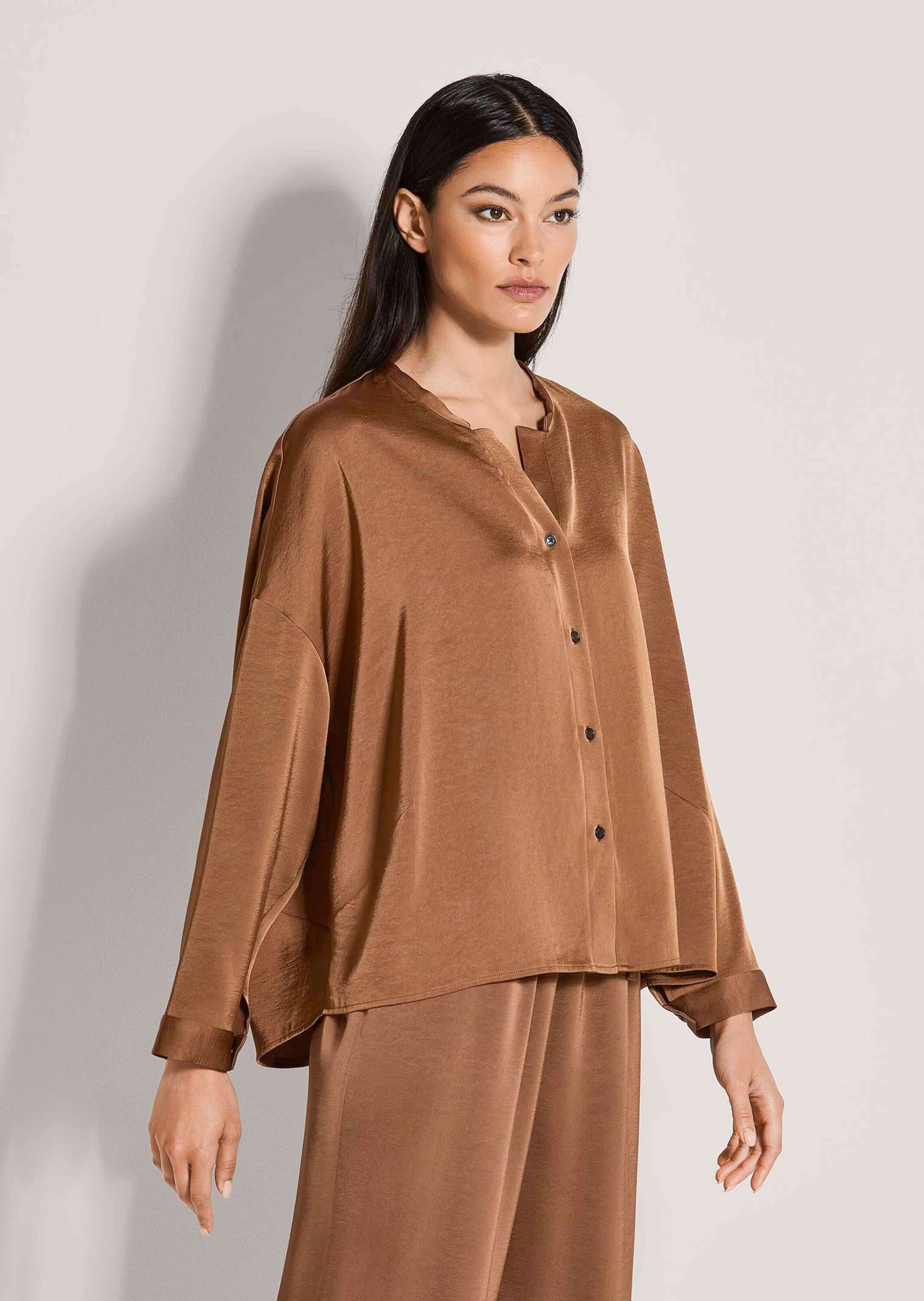 MADELEINE Langarmbluse »Satinbluse Oversized-Bluse mit Glanzeffekt« Satinoptik