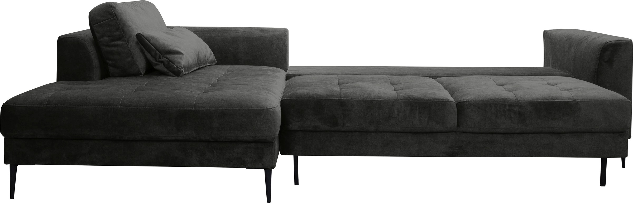 TRENDMANUFAKTUR Ecksofa »Luzi, wahlweise mit Schlaffunktion und Bettkasten bestellbar, L-Form«, Designsofa mit tollem Sitzkomfort, Metallfüße schwarz, Breite 280 cm