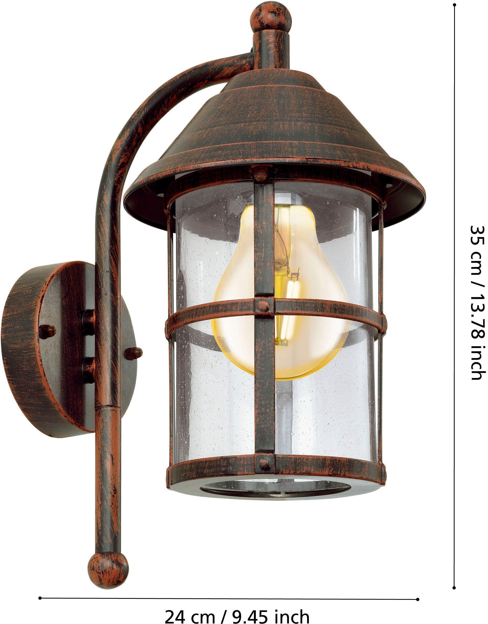 EGLO Wandleuchte »San Telmo Wandlampe, Außenbeleuchtung, Vintage, E27, IP23, Lampe« E27 1 Stk. Wand-/Deckenleuchte - L18 x H35 x AL24 cm - antik-braun - 1X60W exkl.