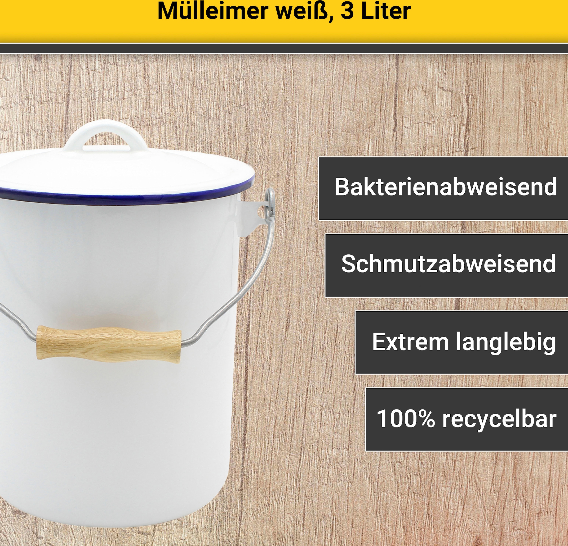 Krüger in 1 OTTO Shop Emaille, Mülleimer »Husum«, Liter, Online Made Europe im Behälter, 3