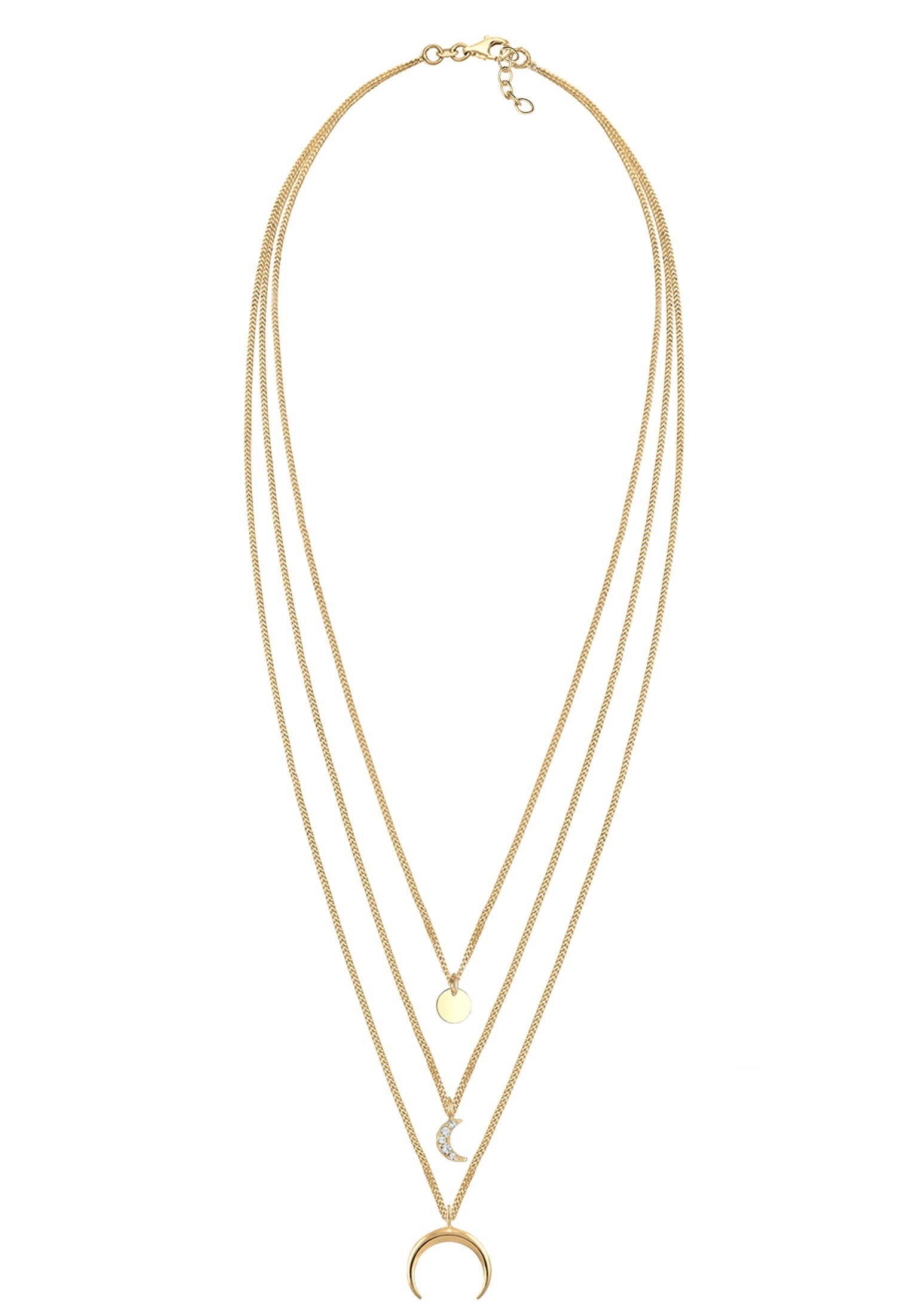 Elli Silberkette »Halskette Layer Halbmond 925 Silber, mit Kristallen von Swarovski®«