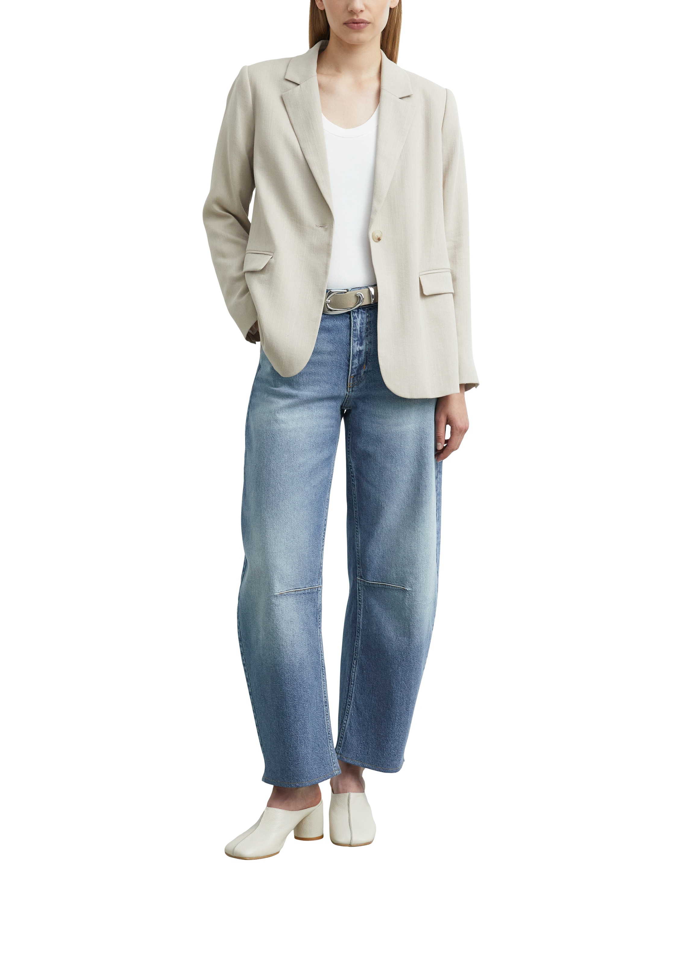 Comma Langarmshirt mit tiefem Rundhals / Viskose-Stretch