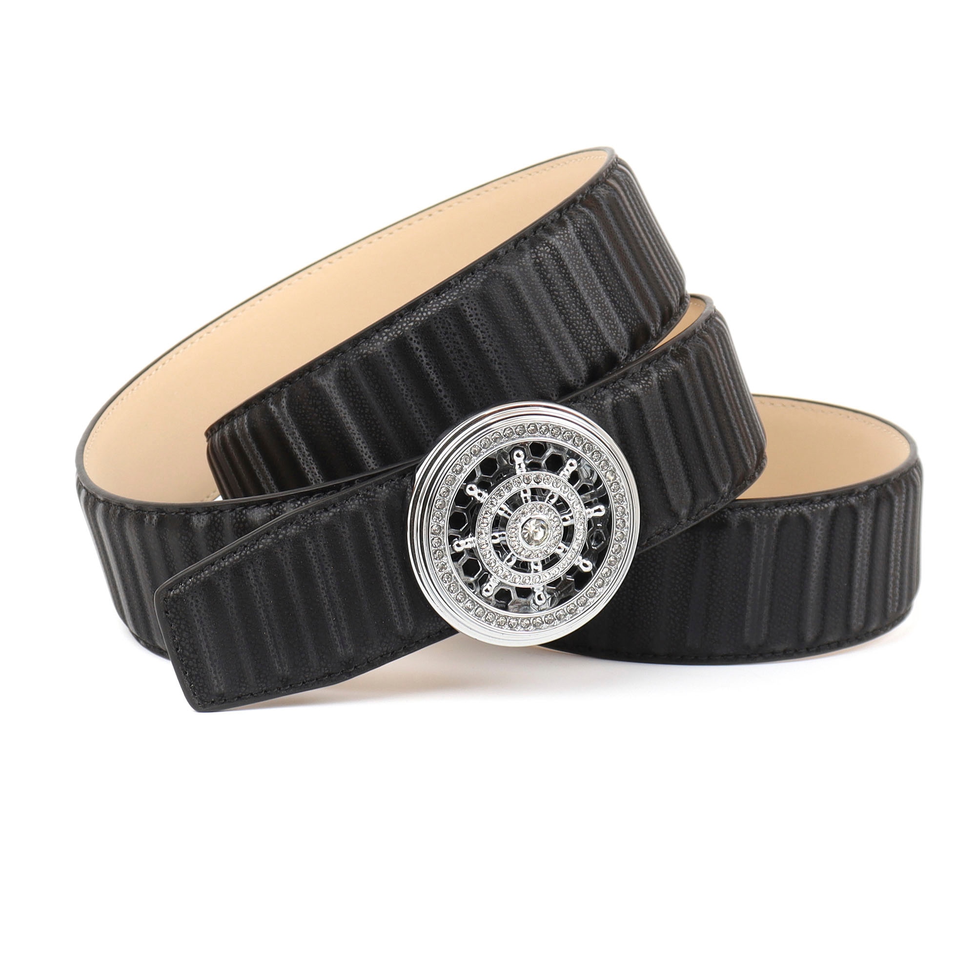 Anthoni Crown Damen Ledergürtel in blau, Größe 105