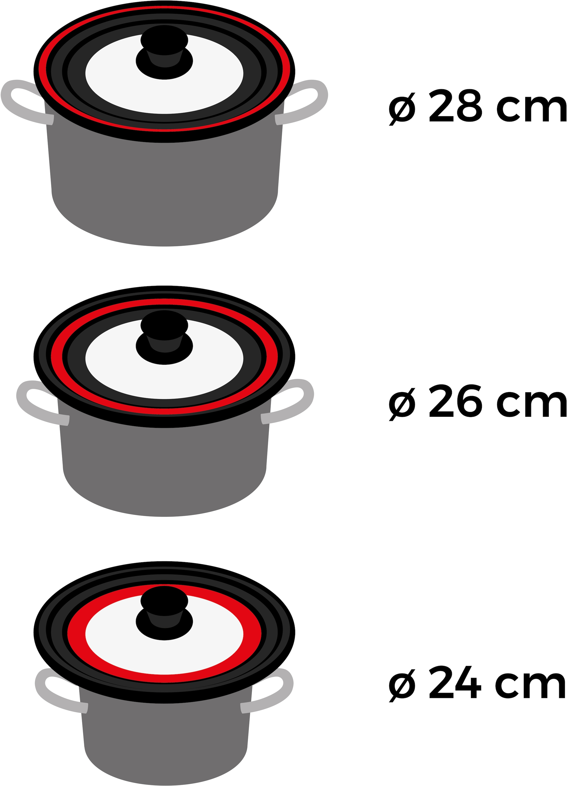 Hanseatic Universaldeckel »hanseatic, passend für Pfannen und Töpfe Ø 24 - 28 cm« Deckel mit Silikonrand, Sichtfenster und wärmeabweisendem Knopf