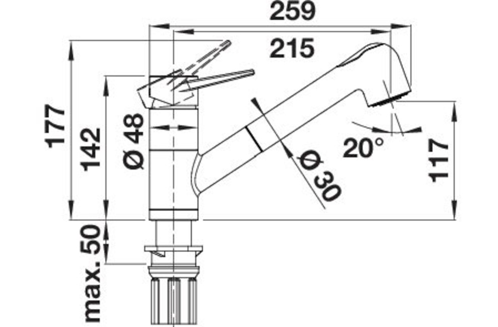 Blanco Küchenarmatur »BLANCOWEGA-S-F II« für die Montage vor dem Fenster, mit herausziehbare Zweistrahlbrause