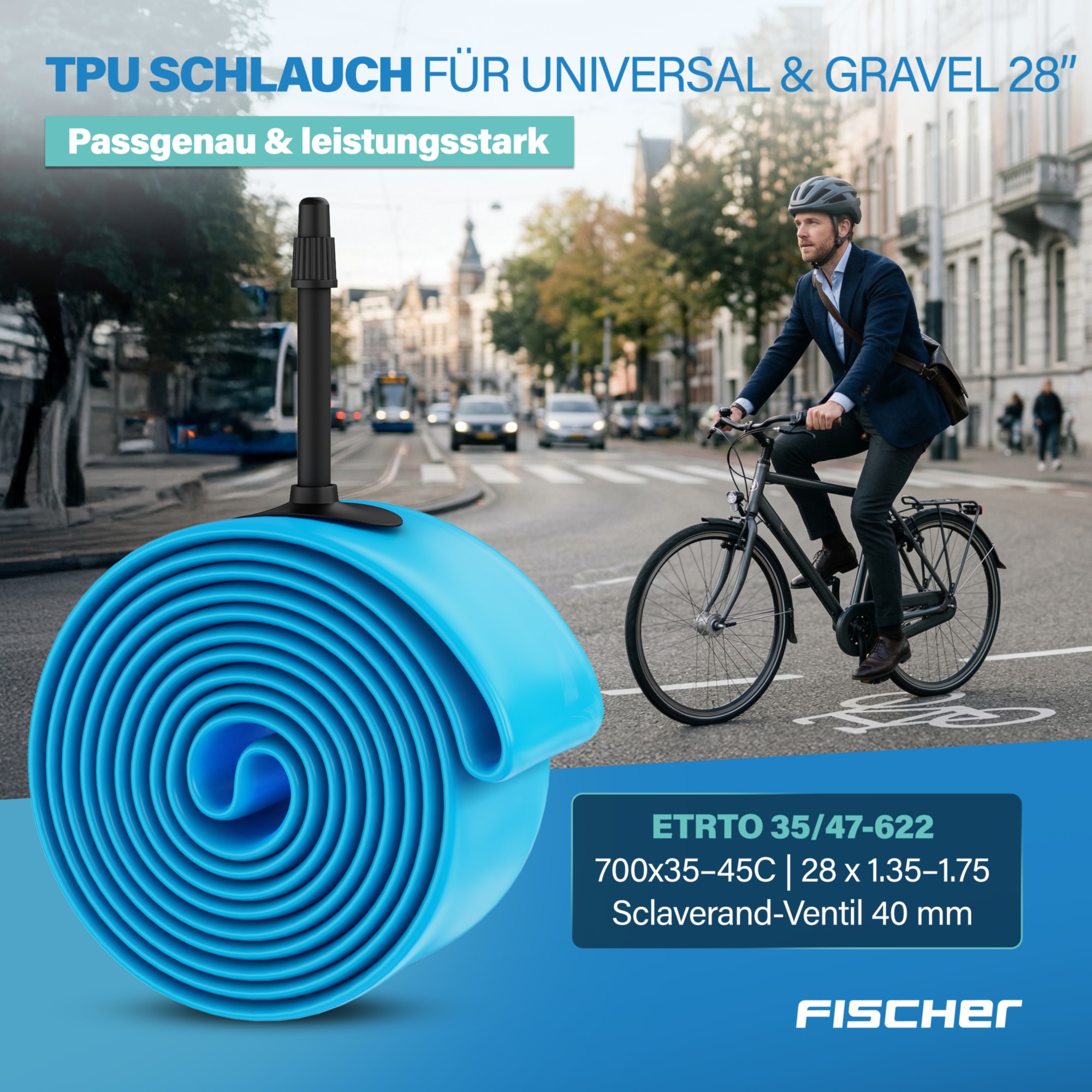 FISCHER Fahrrad Fahrradschlauch »TPU-Schlauch Univ. 28" 35/47-622«