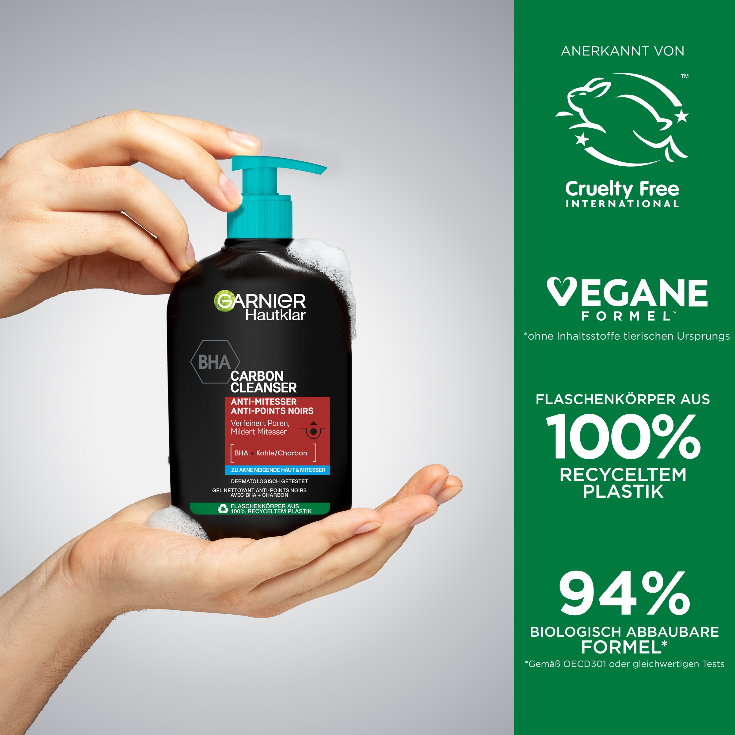 GARNIER Gesichtsreinigungsgel »Garnier Waschgel BHA Carbon Cleanser«, mit hoher Wirkungskraft