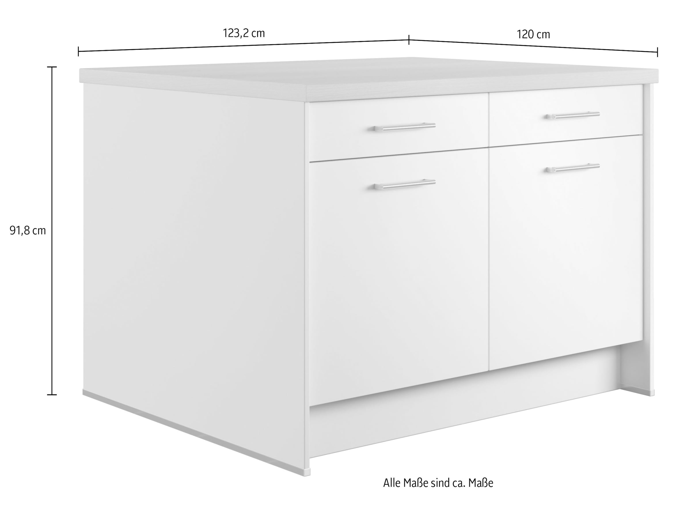 IMPULS KÜCHEN Kücheninsel »Kopenhagen, flexibel stellbar, Schubkästen mit Soft-Close« Set,  vormontiert, mit integriertem Sitzplatz auf einer Seite, Breite 123 cm