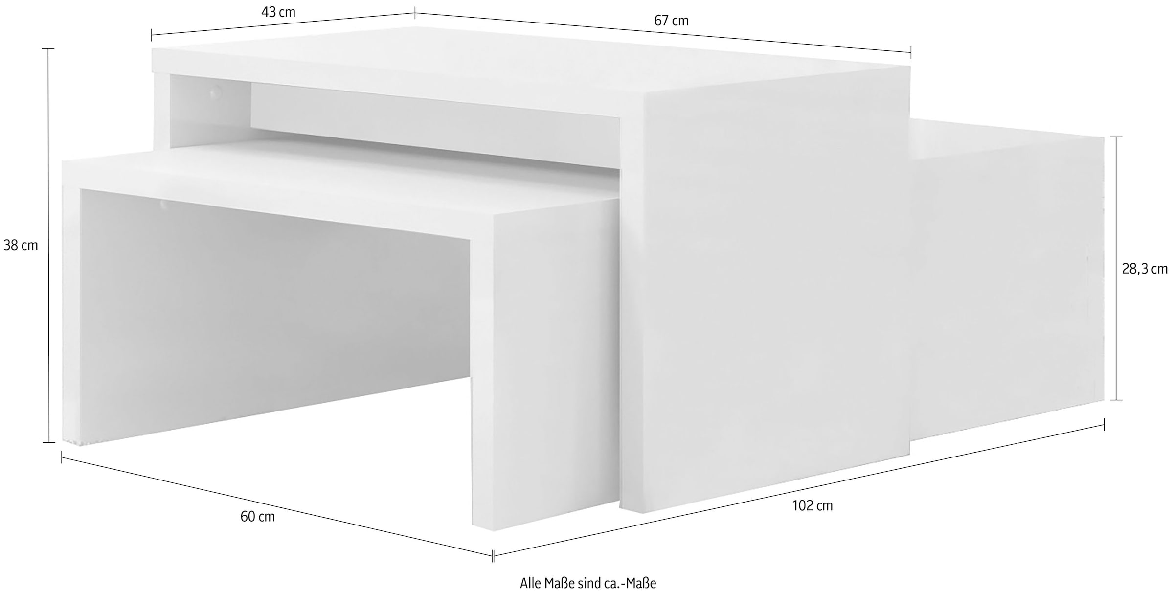 Places of Style Couchtisch »Piano«, UV lackiert, 2-er Set