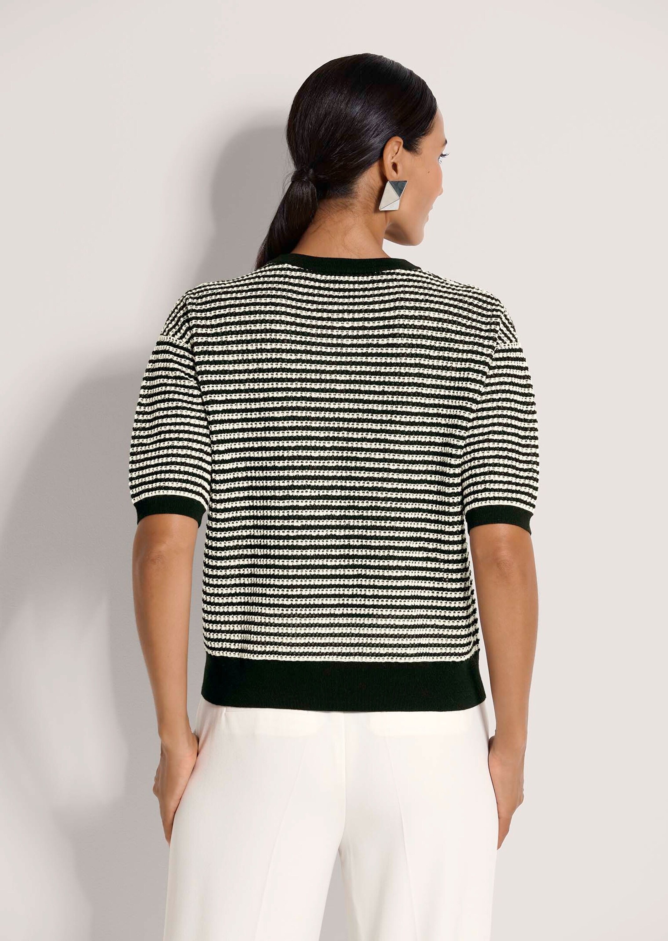 MADELEINE Longpullover »Wollpullover Sommerpullover mit Streifenmuster« Strukturstrick