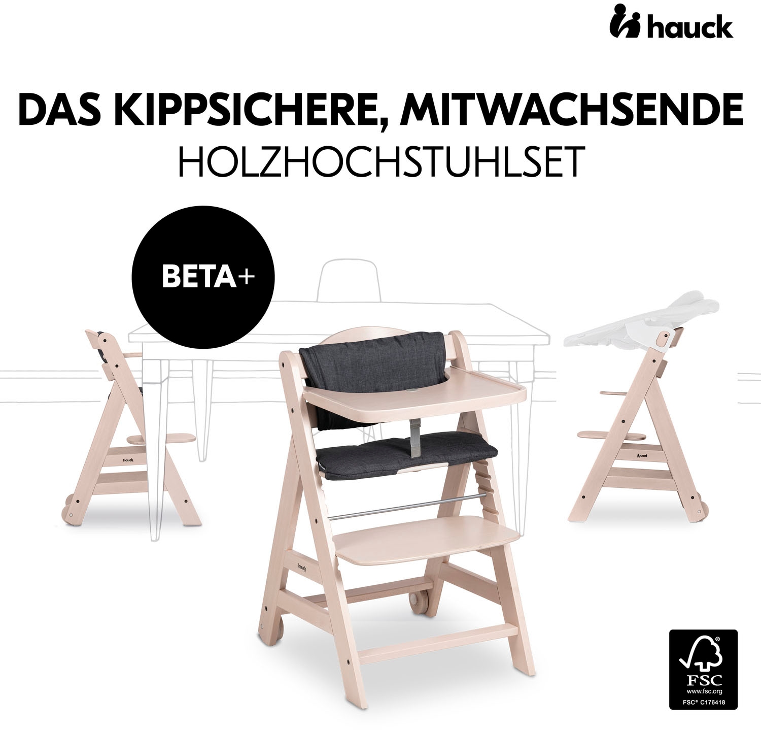 Hauck Hochstuhl »Beta+, Whitewashed«, FSC® - schützt Wald - weltweit