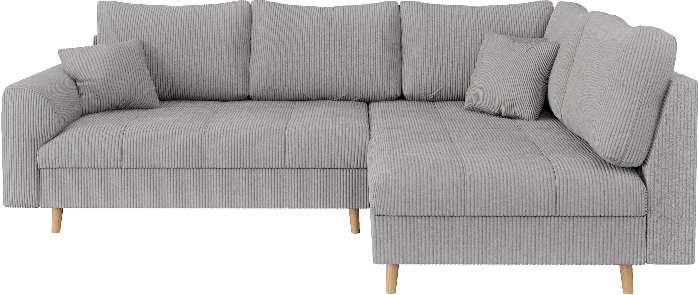 Home affaire Ecksofa »CHARRE L-Form mit Ottomane, Maße B/T/H: 231/161/81 cm«, feine Steppung, lose Rücken- und Zierkissen, auch in Cord und Bouclé