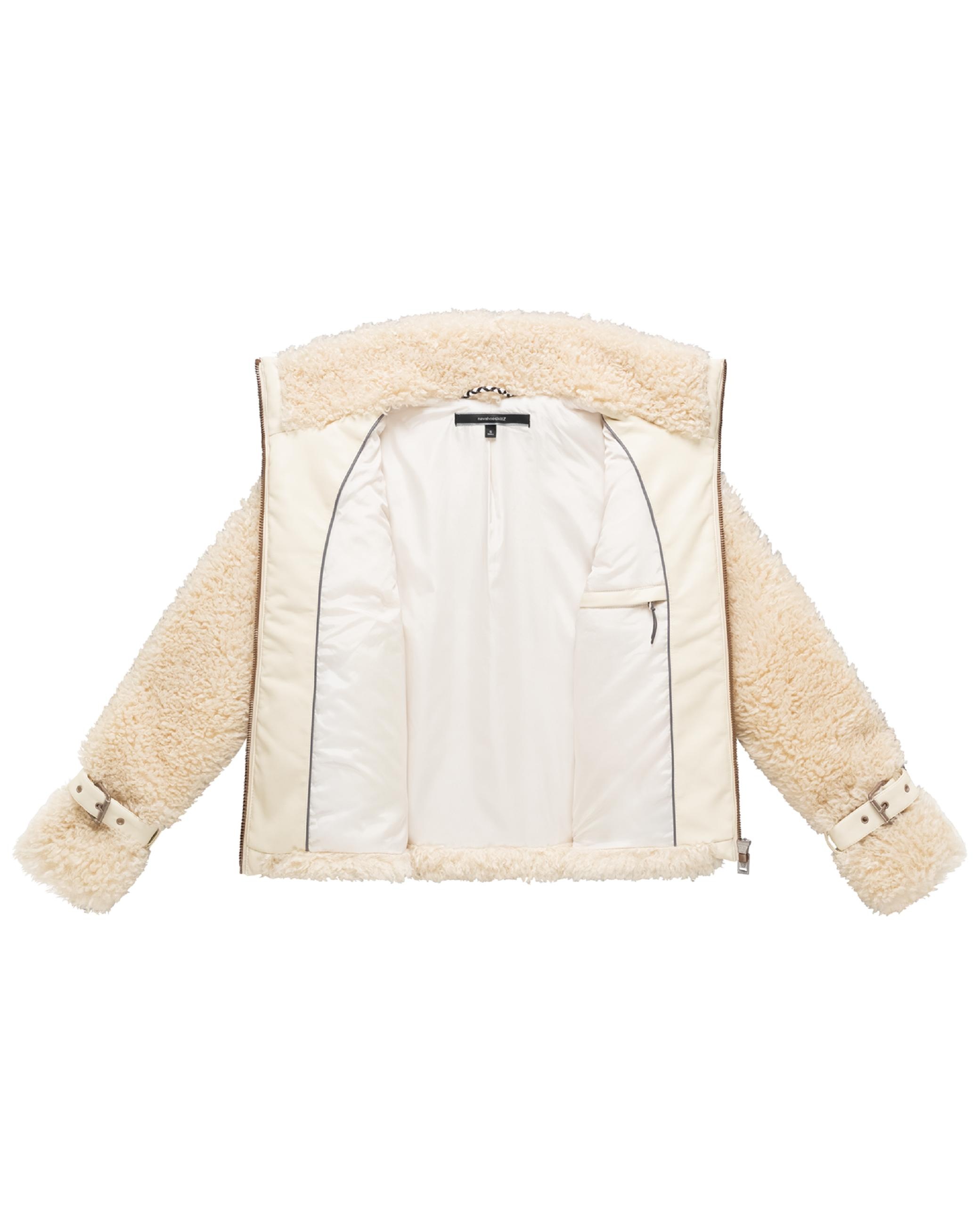 Navahoo Plüschjacke »Plüschjacke Wuschelwonne 14« Teddy Jacke mit Kustleder-Details