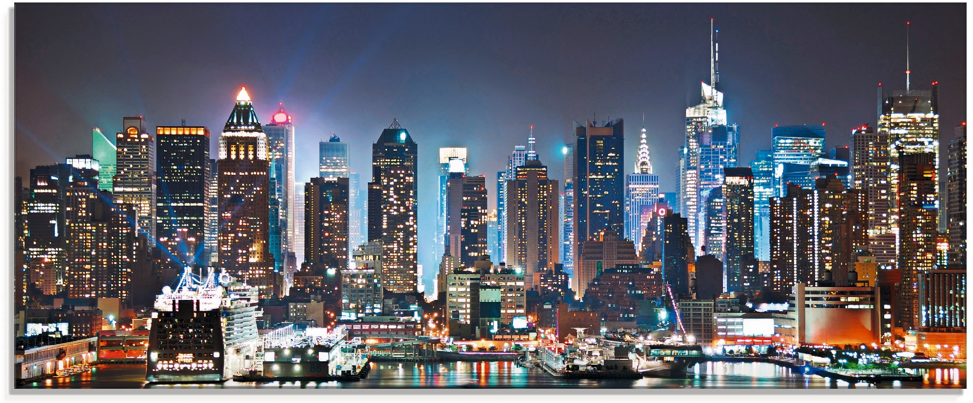 Artland Glasbild »New York City Times Square« Amerika 1 Stk. tlg. in verschiedenen Größen in blau, Größe B/H/T: 125 cm x 50 cm