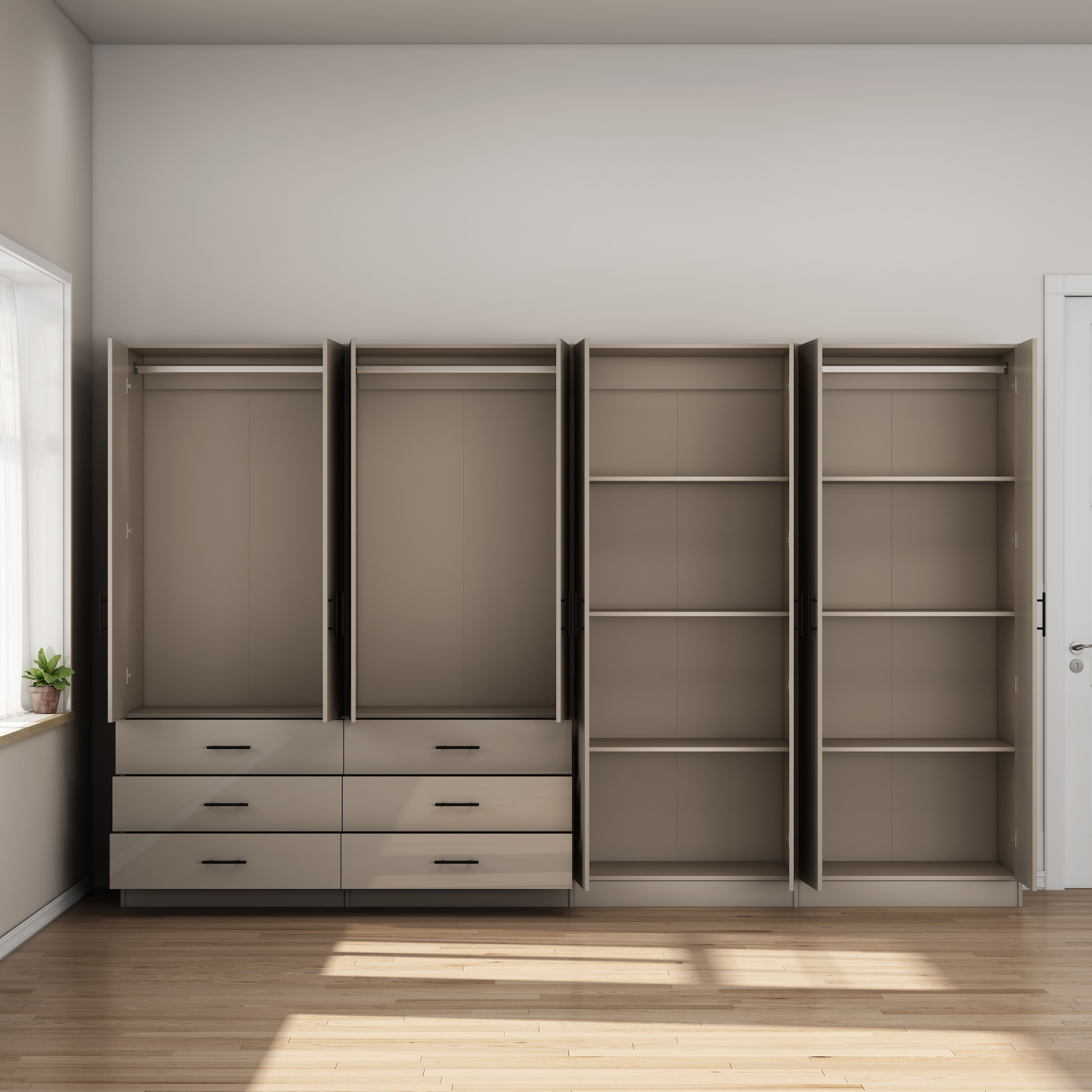 OTTO home Kleiderschrank »Trento Schlafzimmerschrank Garderobe hochglanz« Schrank mit 8 Türen und 6 Schubladen, hochglänzende Fronten
